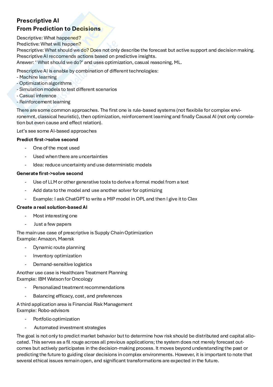Decision Making and AI for business change Pag. 56