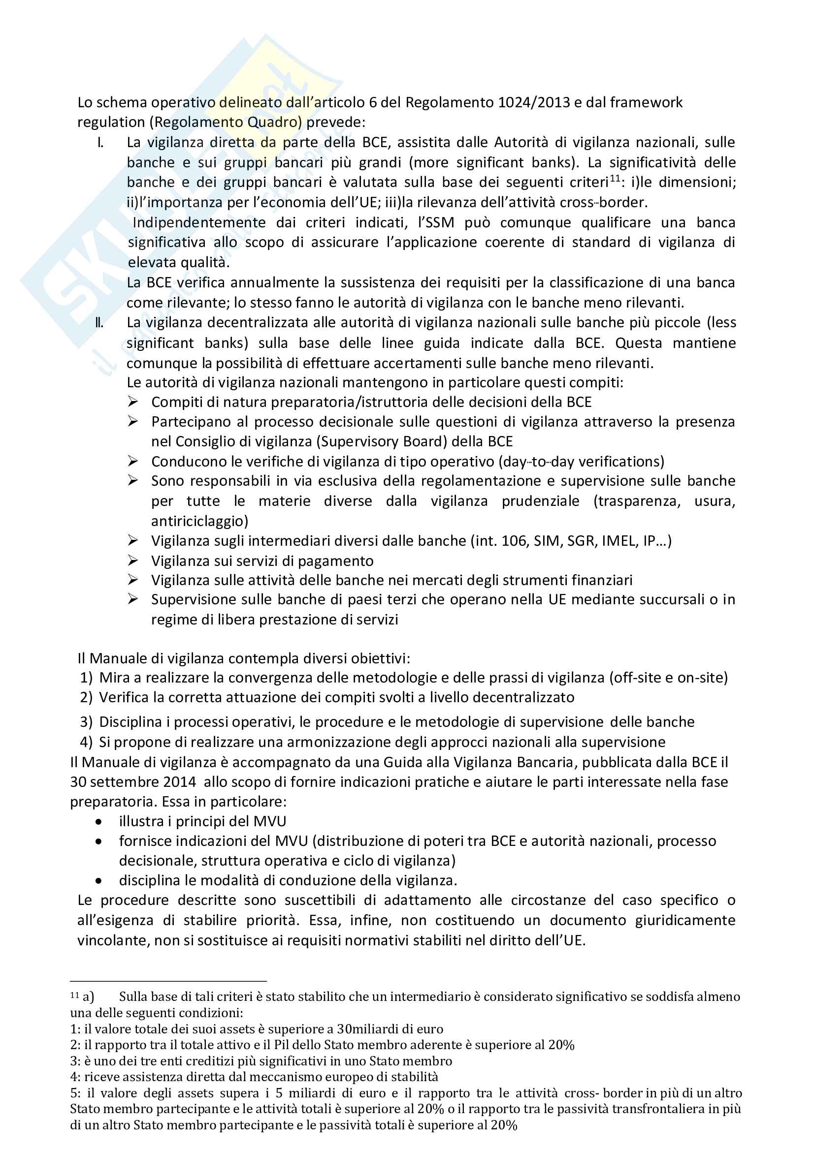 Riassunto esame diritto europeo della banca e della finanza, prof. Bronzetti, libro consigliato Sui pilastri dell’Unione Bancaria: “L'unione bancaria europea”, Boccuzzi Pag. 11