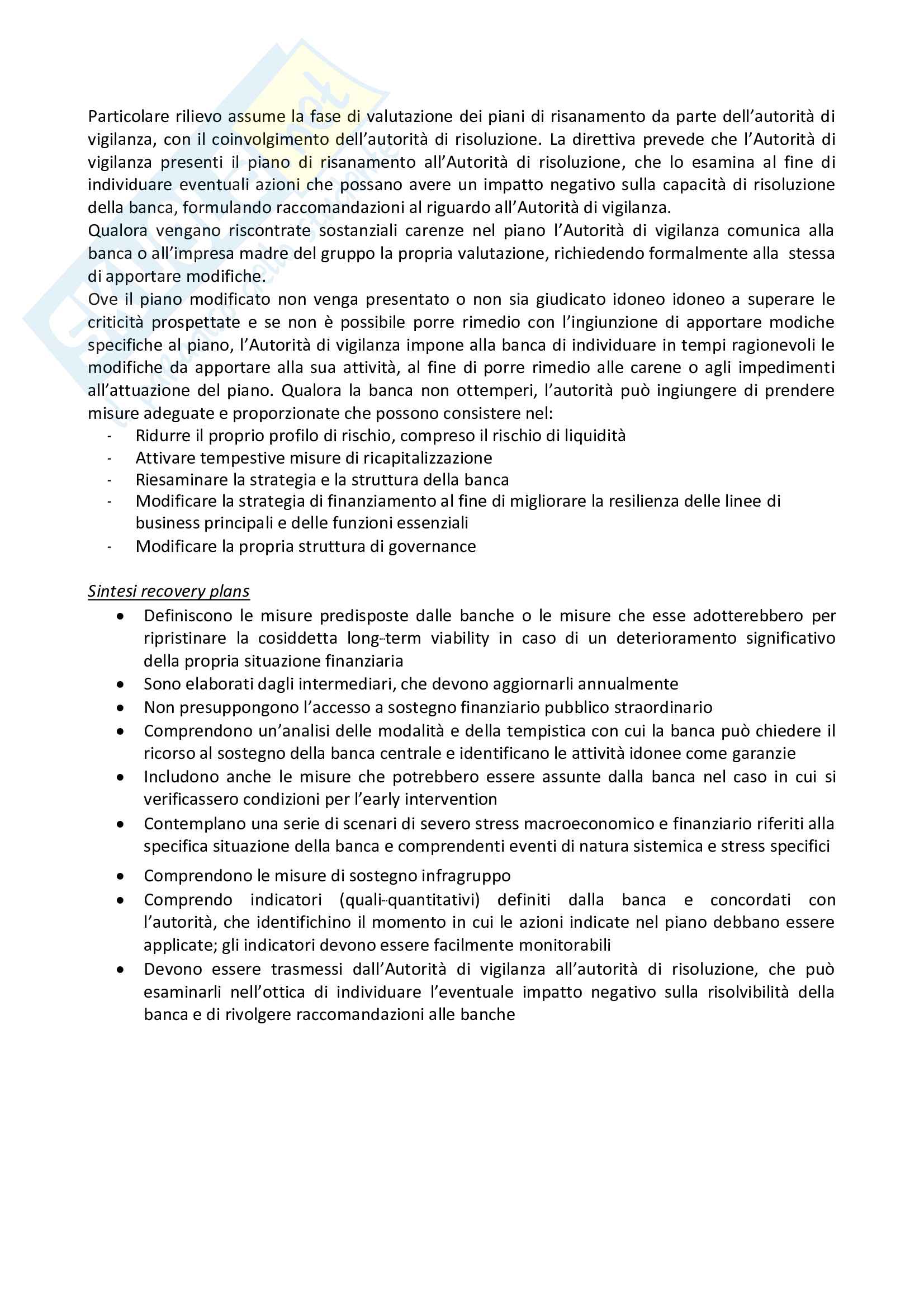 Riassunto esame diritto europeo della banca e della finanza, prof. Bronzetti, libro consigliato Sui pilastri dell’Unione Bancaria: “L'unione bancaria europea”, Boccuzzi Pag. 21