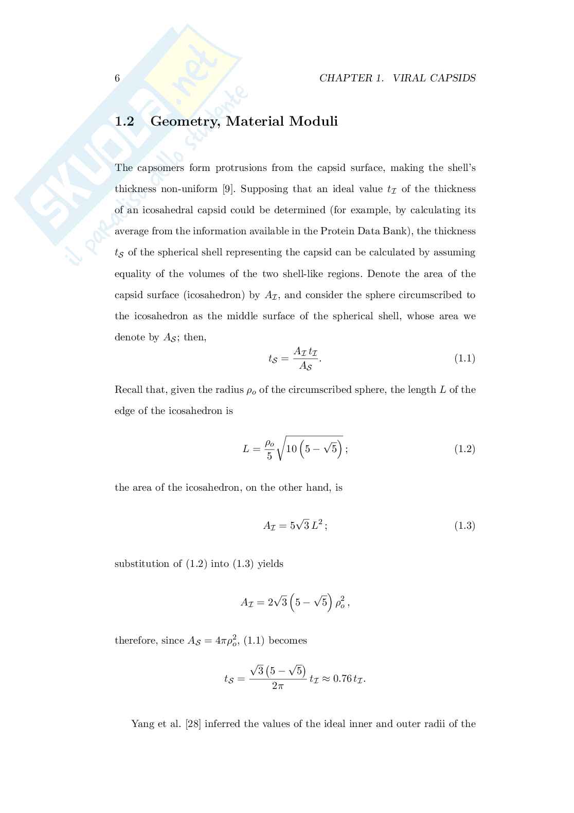 A Continuum Theory for the Natural Vibrations of Spherical Viral Capsids Pag. 16