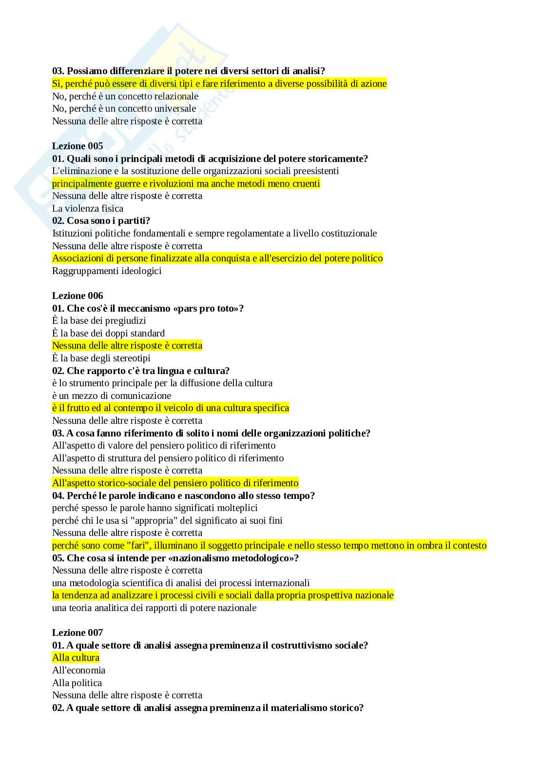 Paniere governance dell'Unione Europea - risposte multiple Pag. 2