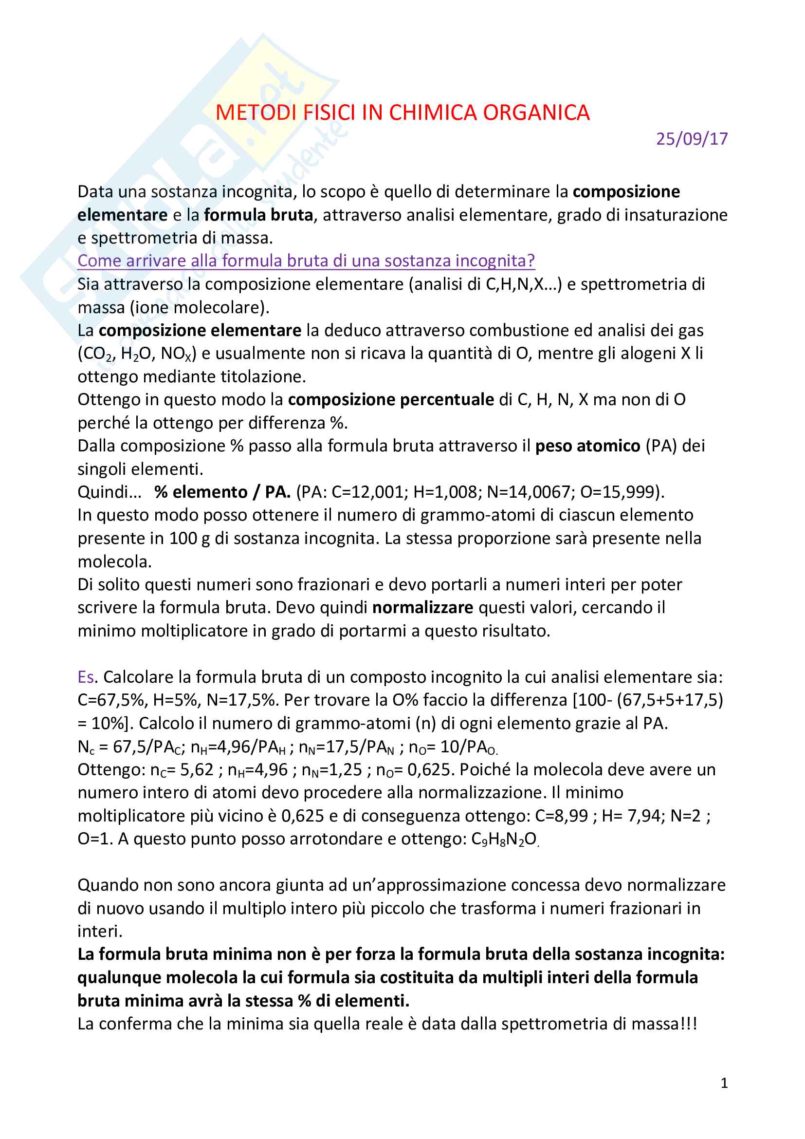 Metodi fisici in chimica organica Pag. 1