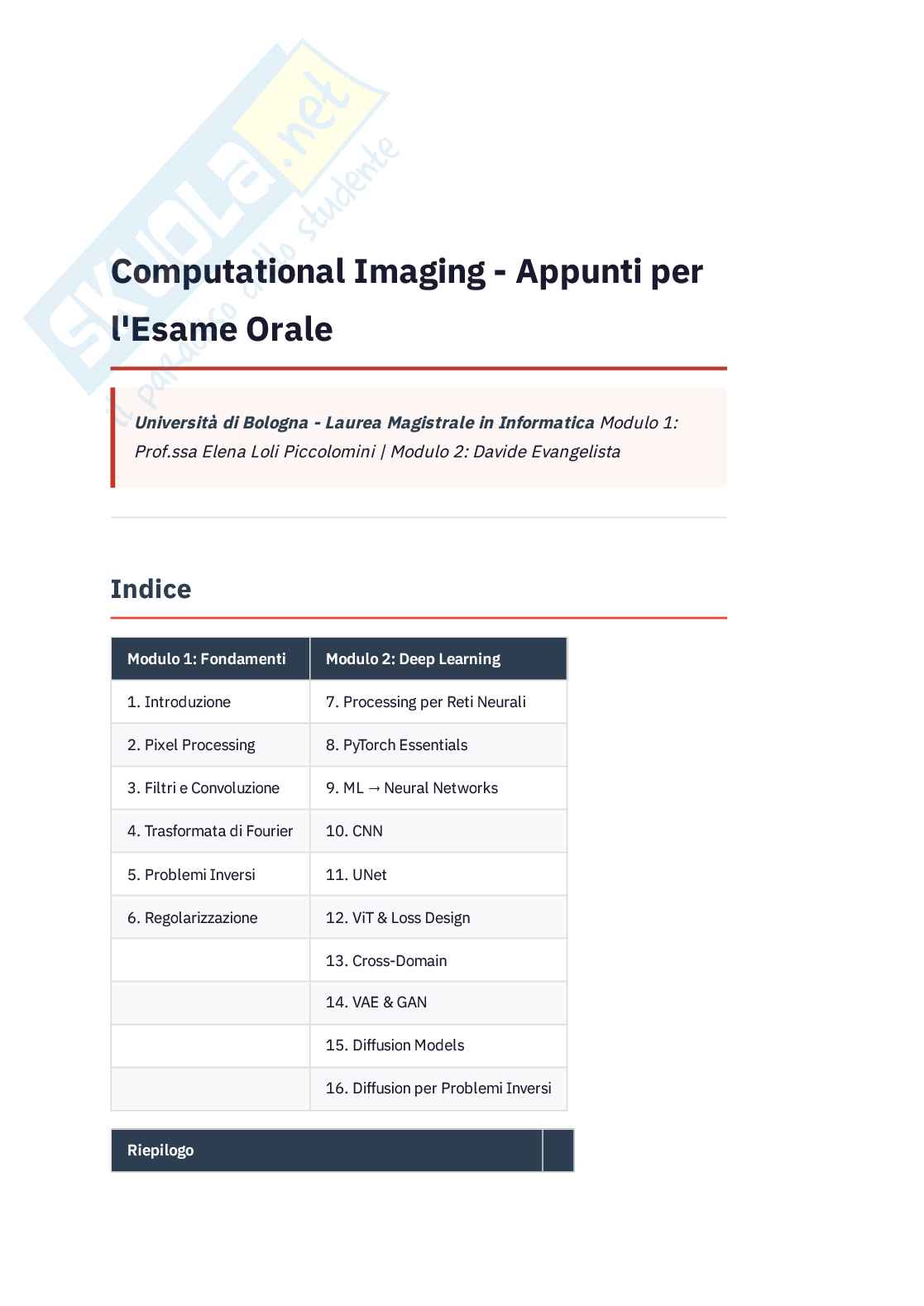 Appunti esame completi di Computational Imaging Pag. 1
