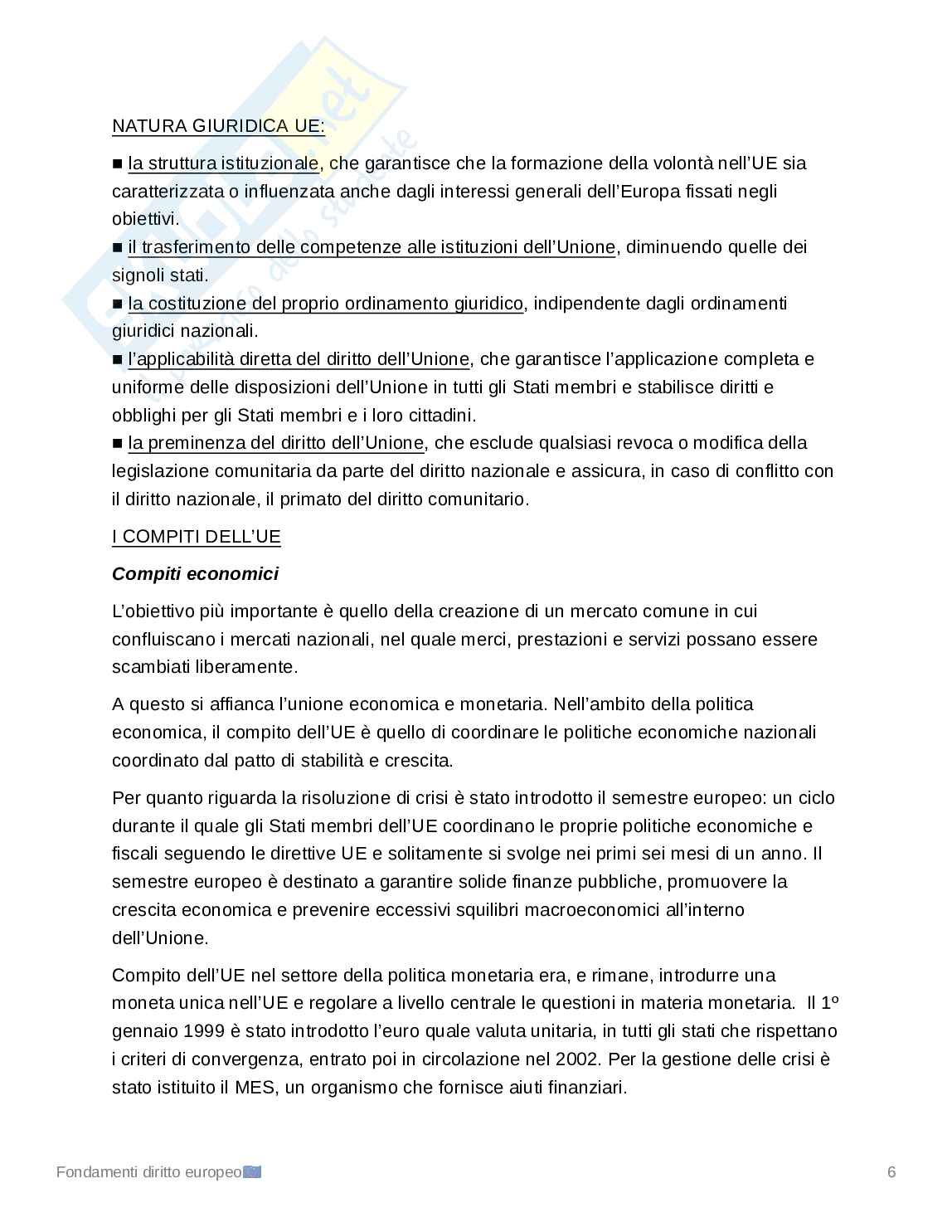 Riassunto esame Fondamenti del diritto europeo, Prof. Agnati Ulrico, libro consigliato L'ABC del diritto dell'unione europea, Borchardt Pag. 6