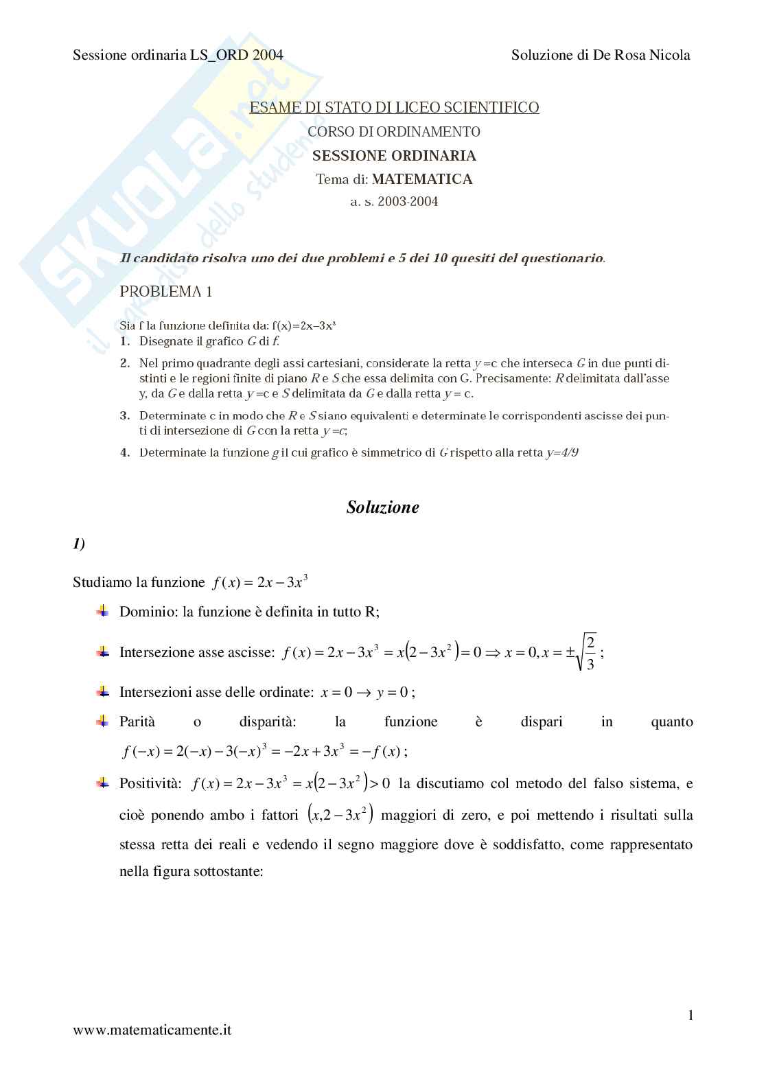 2004 - Liceo Scientifico di ordinamento Pag. 1