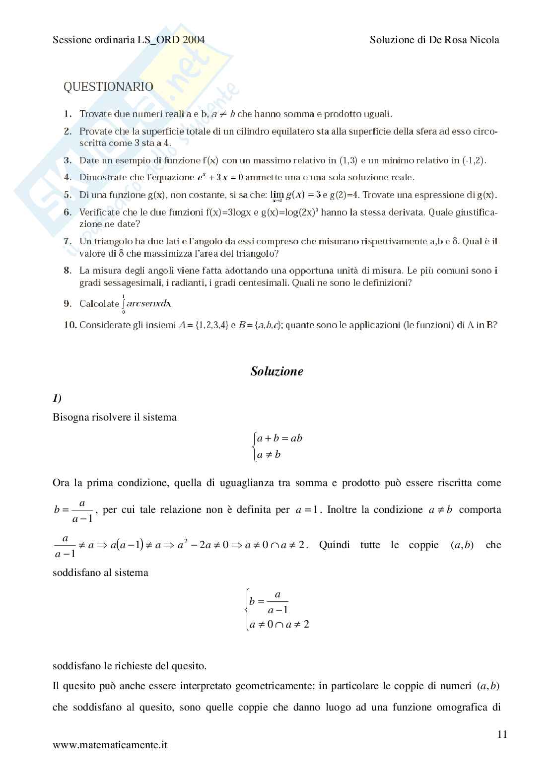 2004 - Liceo Scientifico di ordinamento Pag. 11