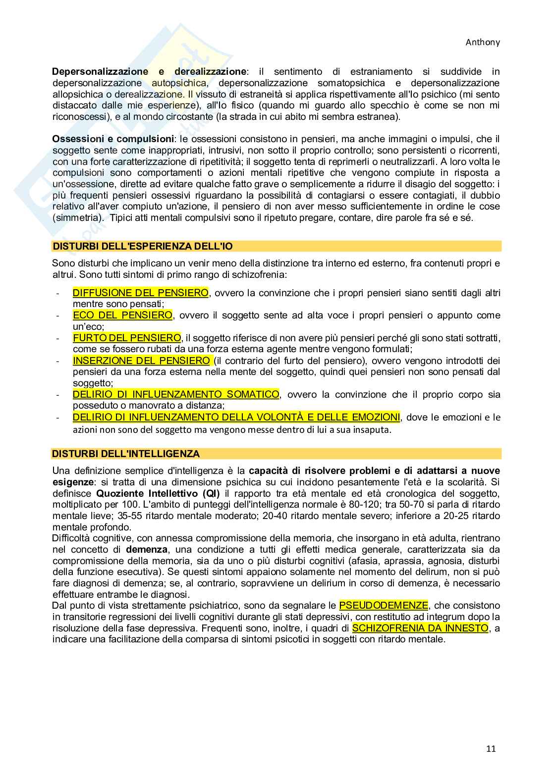 Semeiotica psichiatrica Pag. 11