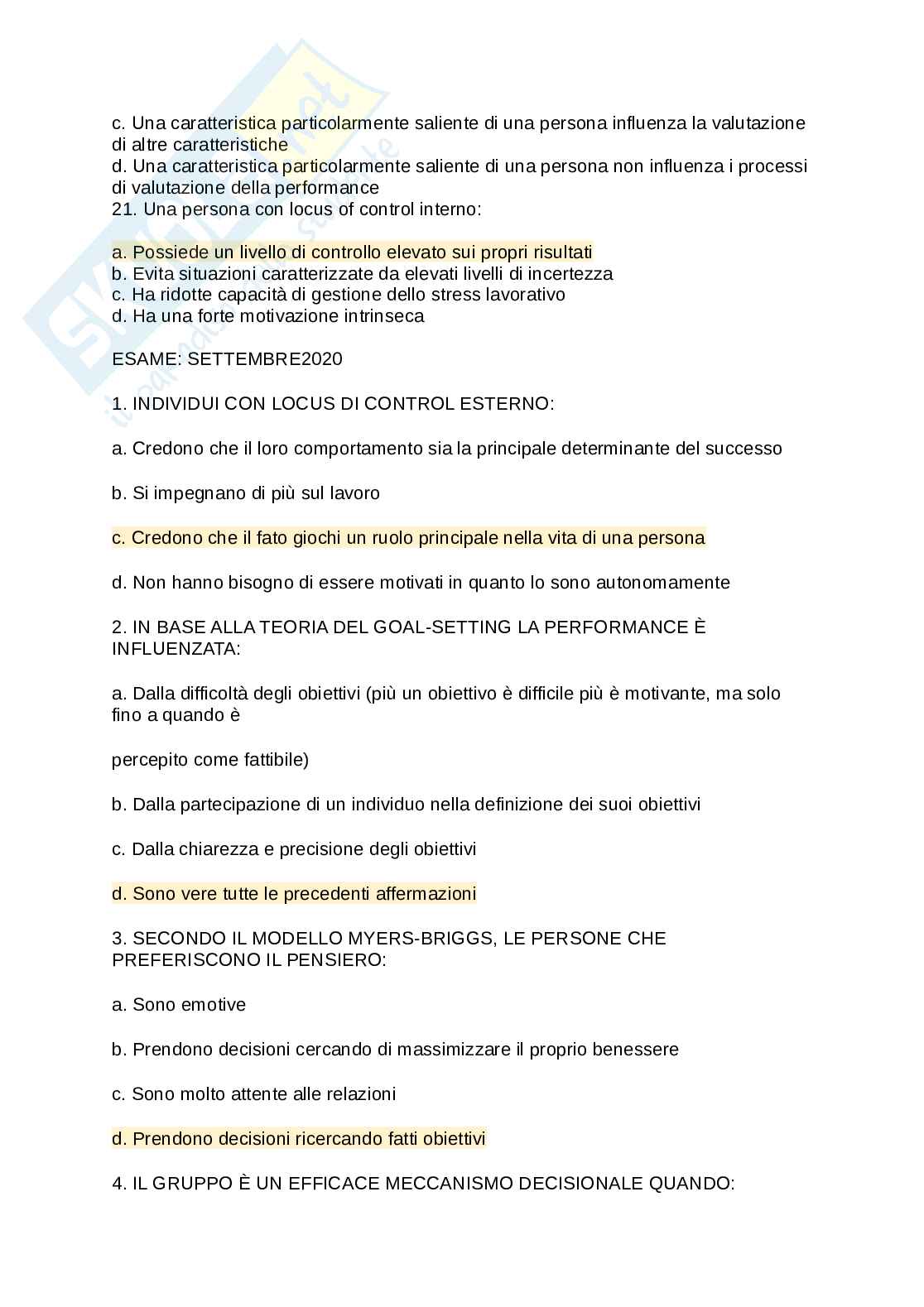 Preparazione esame Comportamento organizzativo Pag. 16