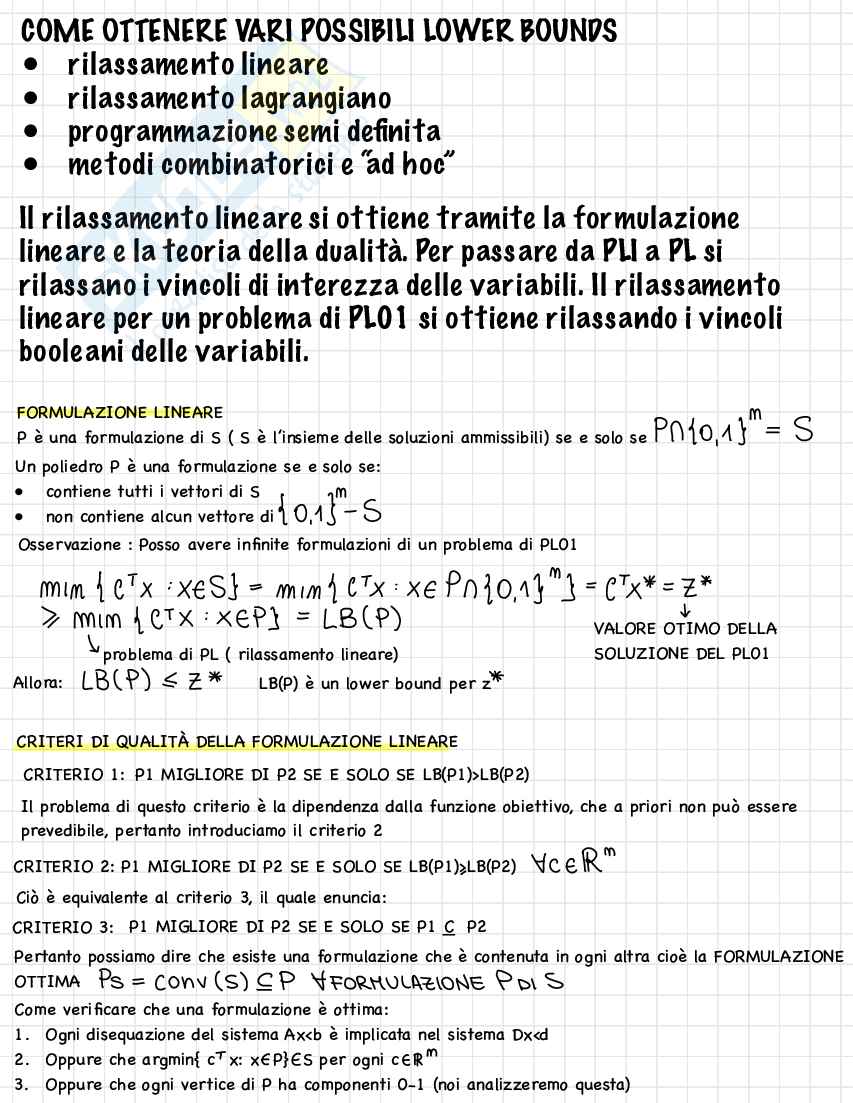 Appunti Ottimizzazione combinatoria Pag. 1