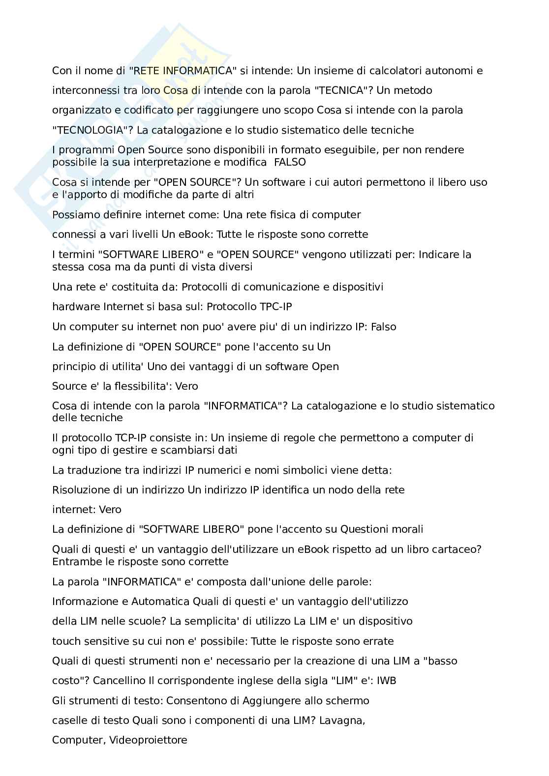 Domande Corso Abilità informatiche avanzato  Pag. 1