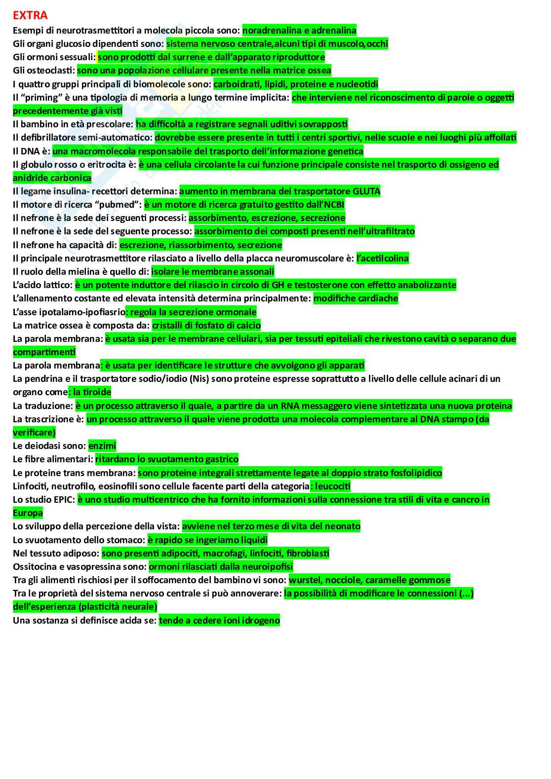 Extra sulla fisiologia umana Pag. 81