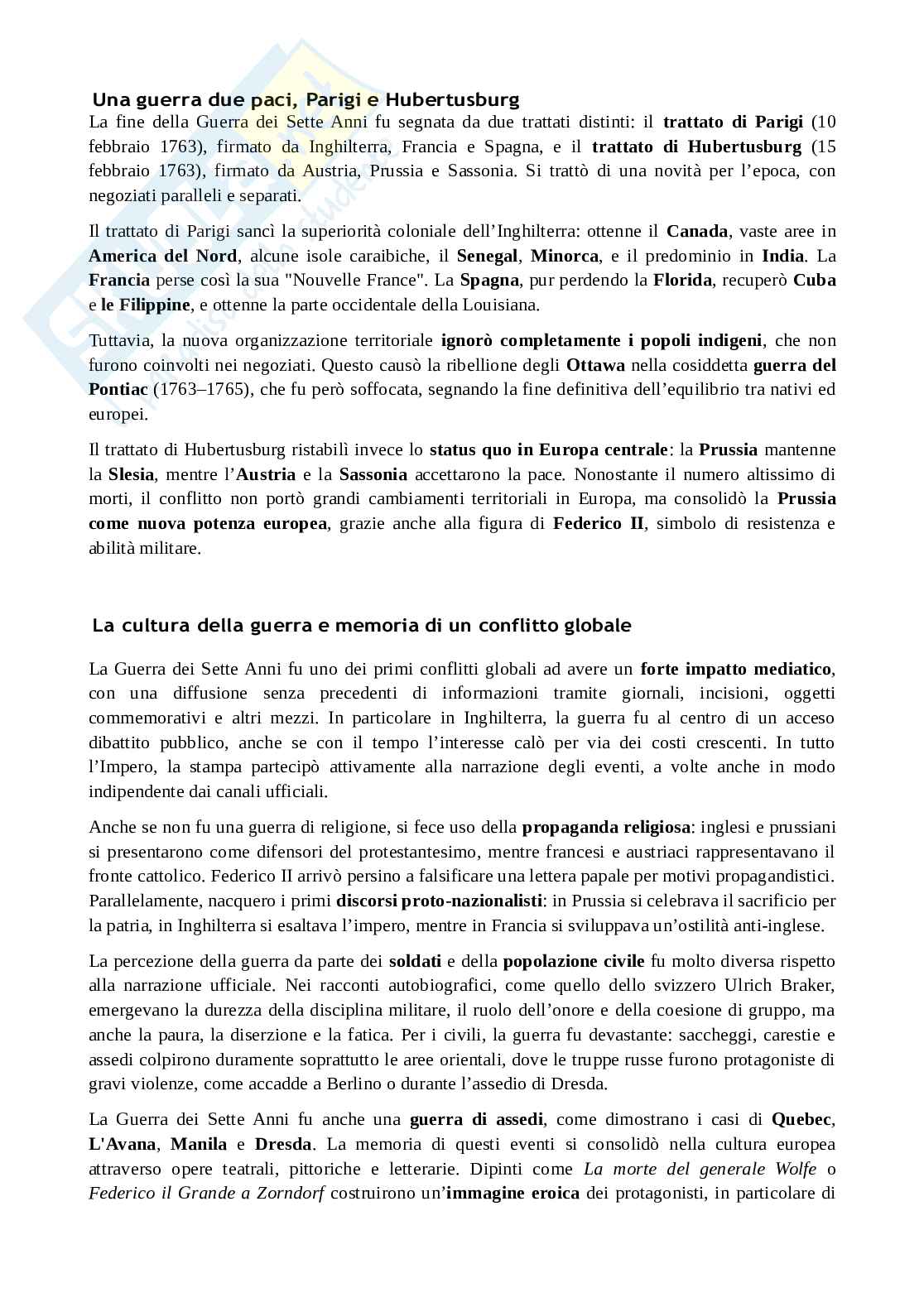 Riassunto esame Storia delle istituzioni politiche, Prof. Isoni Alessandro, libro consigliato La guerra dei sette anni, Fussell Pag. 6