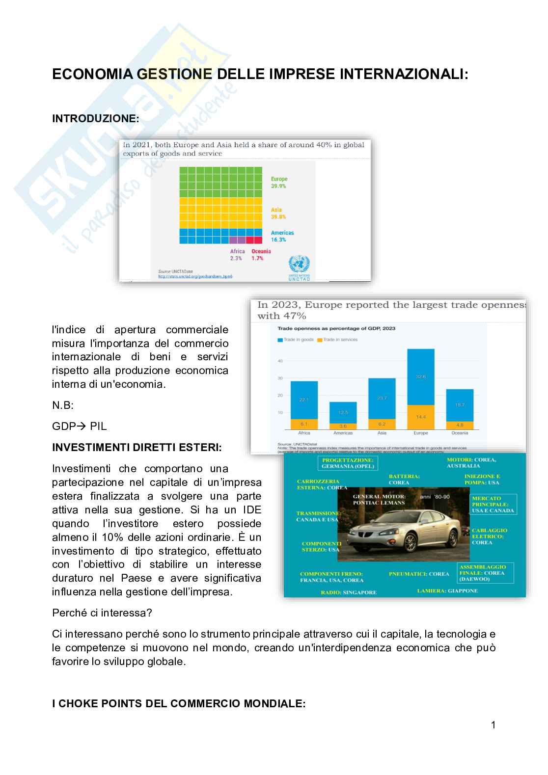 Appunti di Economia e gestione delle imprese internazionali Pag. 1