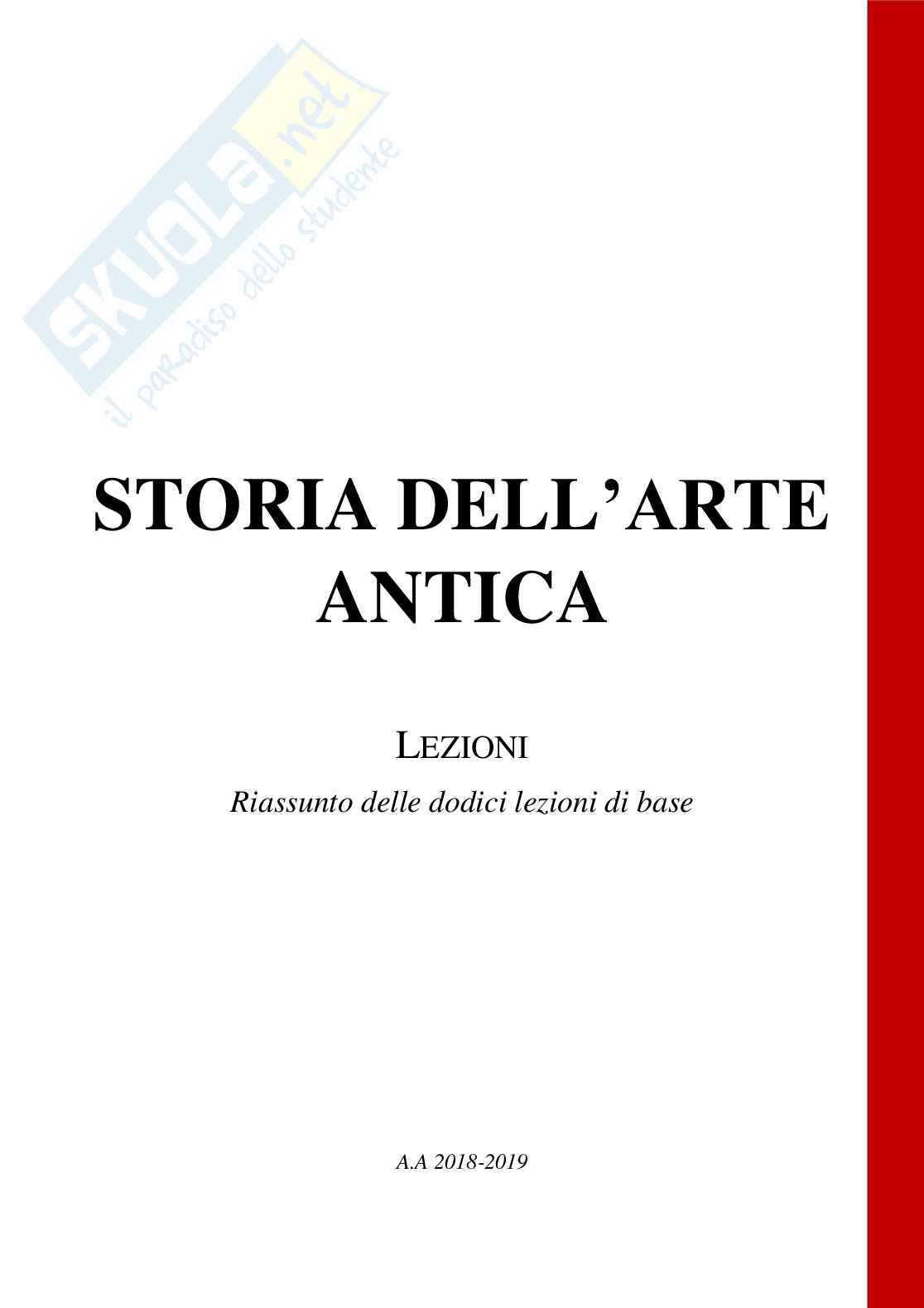 Riassunto lezioni storia dell'arte antica (69p. 12 lezioni) Pag. 1