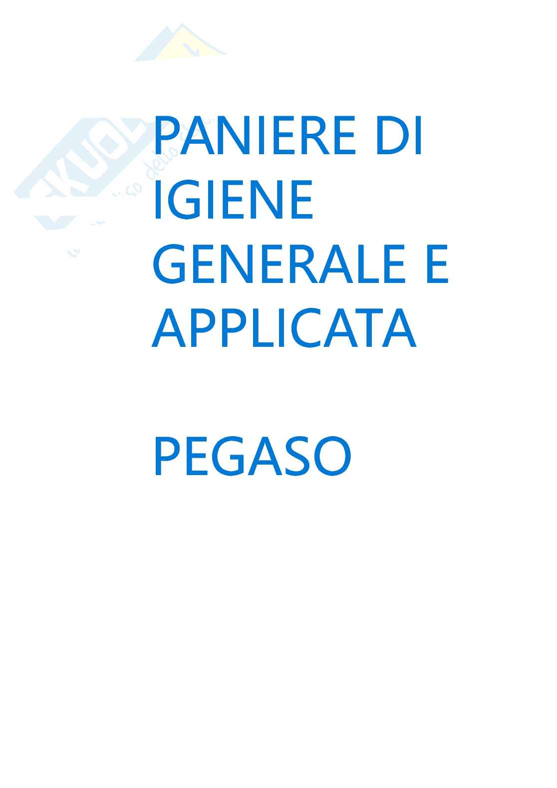 Paniere di Igiene generale e applicata, 2026 Pag. 1