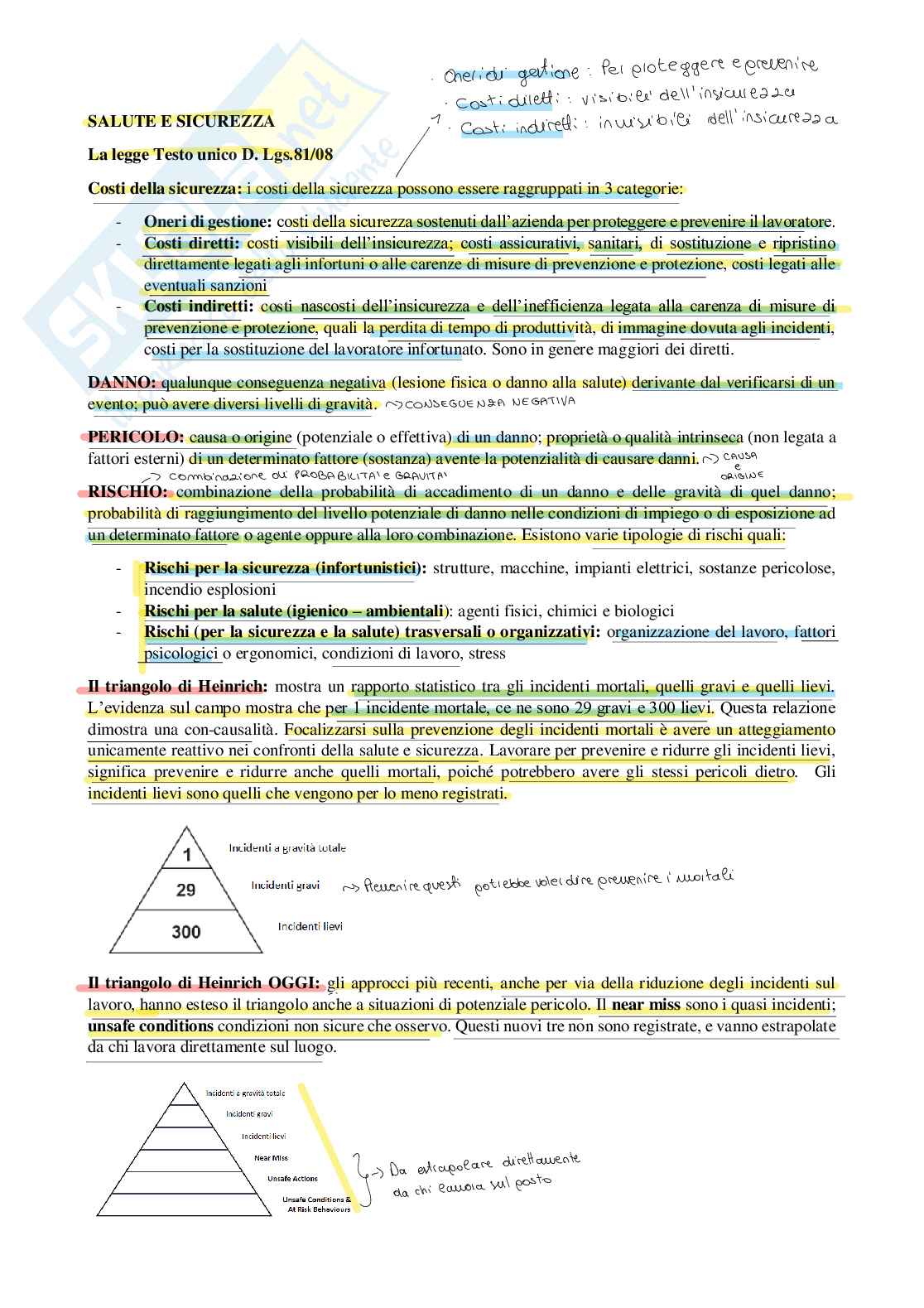 Appunti su Salute e Sicurezza - Operations Management Pag. 1