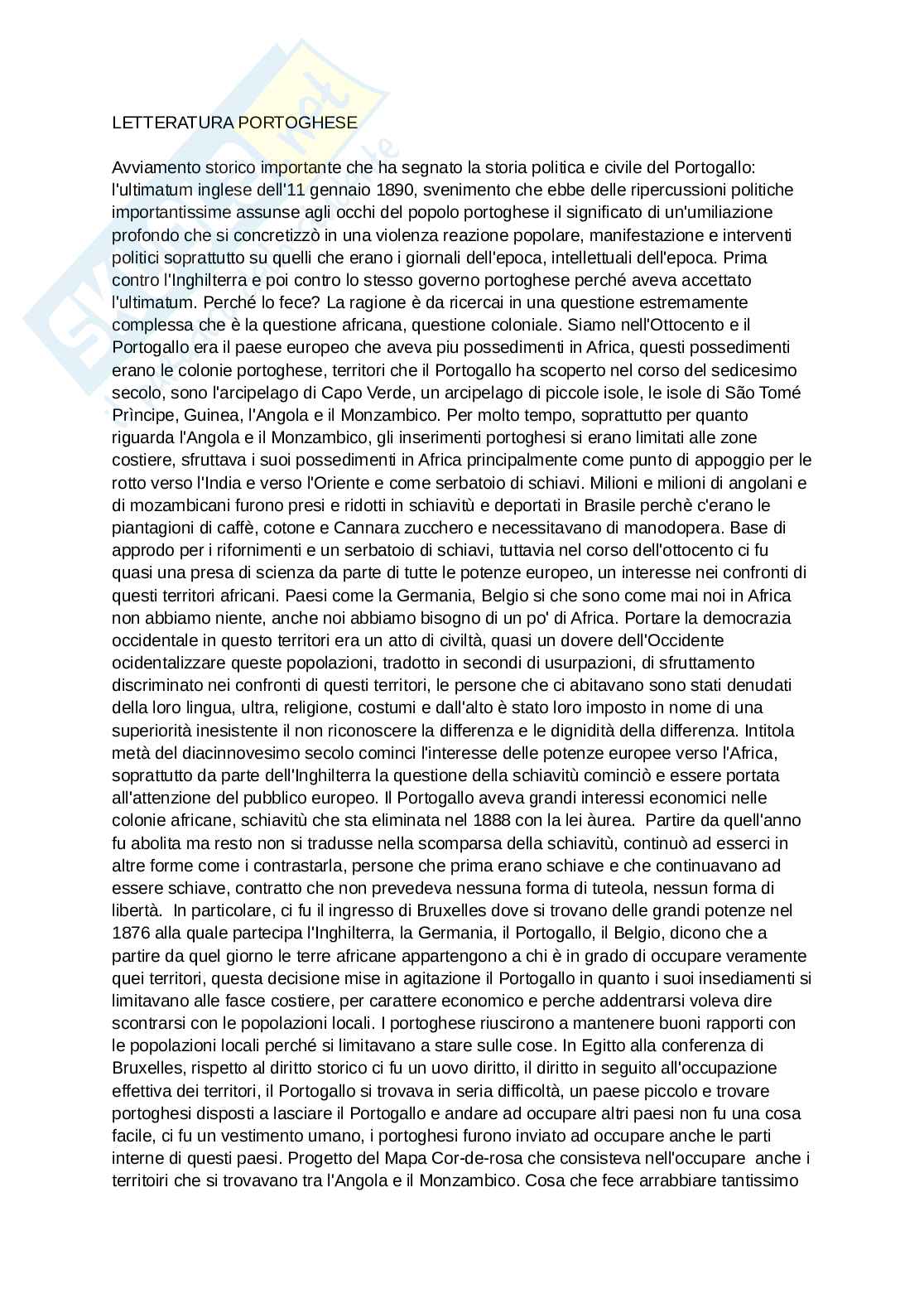Inizio Letteratura portoghese brasiliana Pag. 1