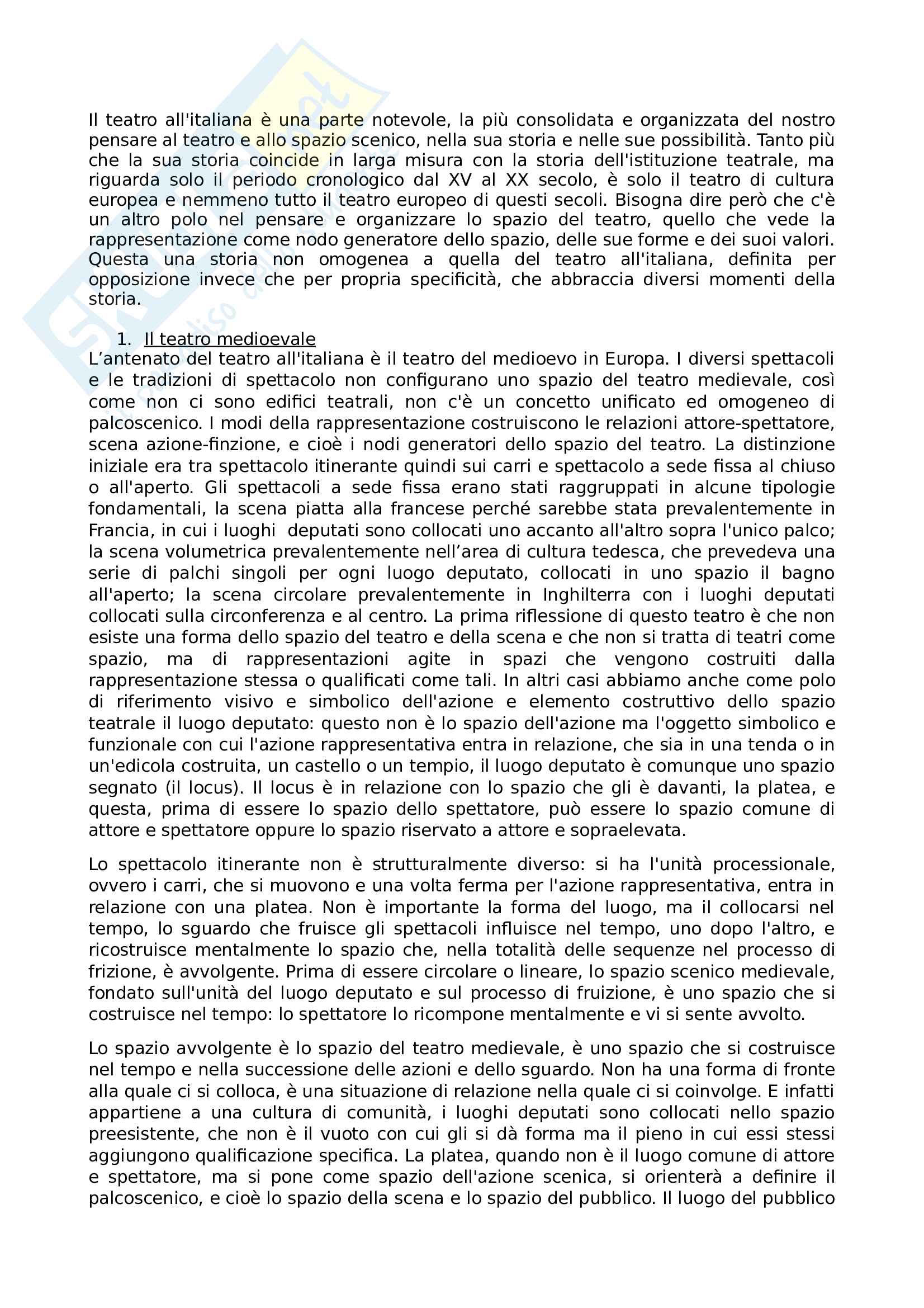 Riassunto esame Teatro, spettacolo, performance, prof. Guarino, libro consigliato Lo spazio del teatro Pag. 6