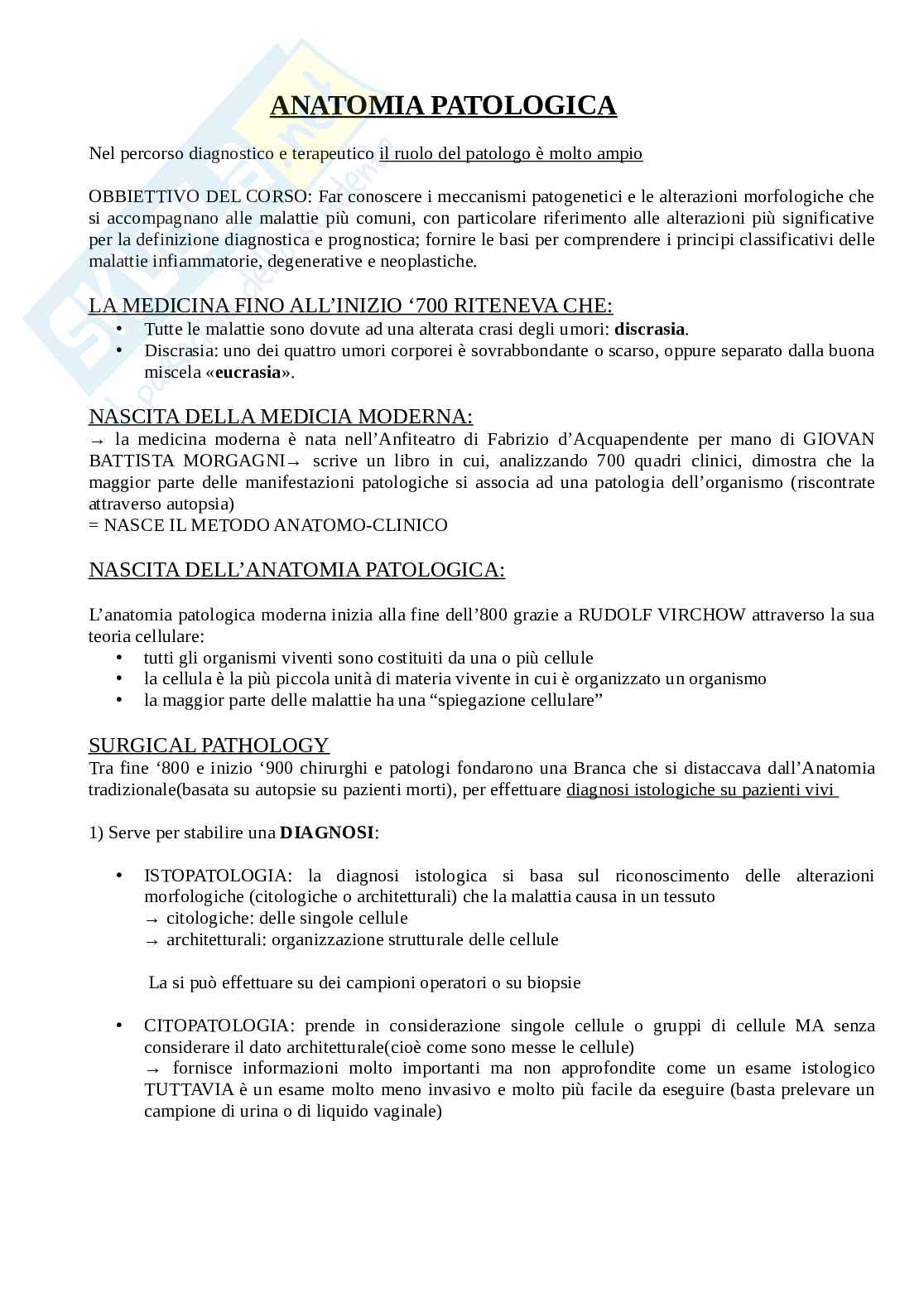 Anatomia patologica per professioni sanitarie  Pag. 1