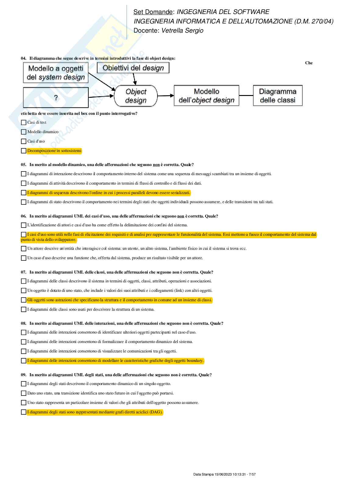 Paniere nuovo di Ingegneria del software (2023) Pag. 6