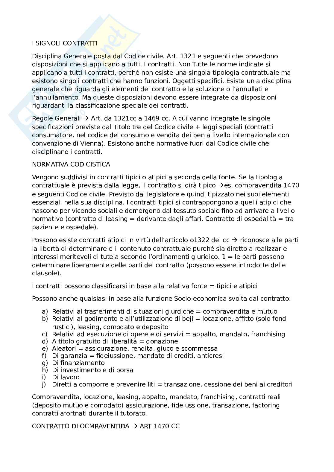 Appunti lezioni sui contratti Pag. 1