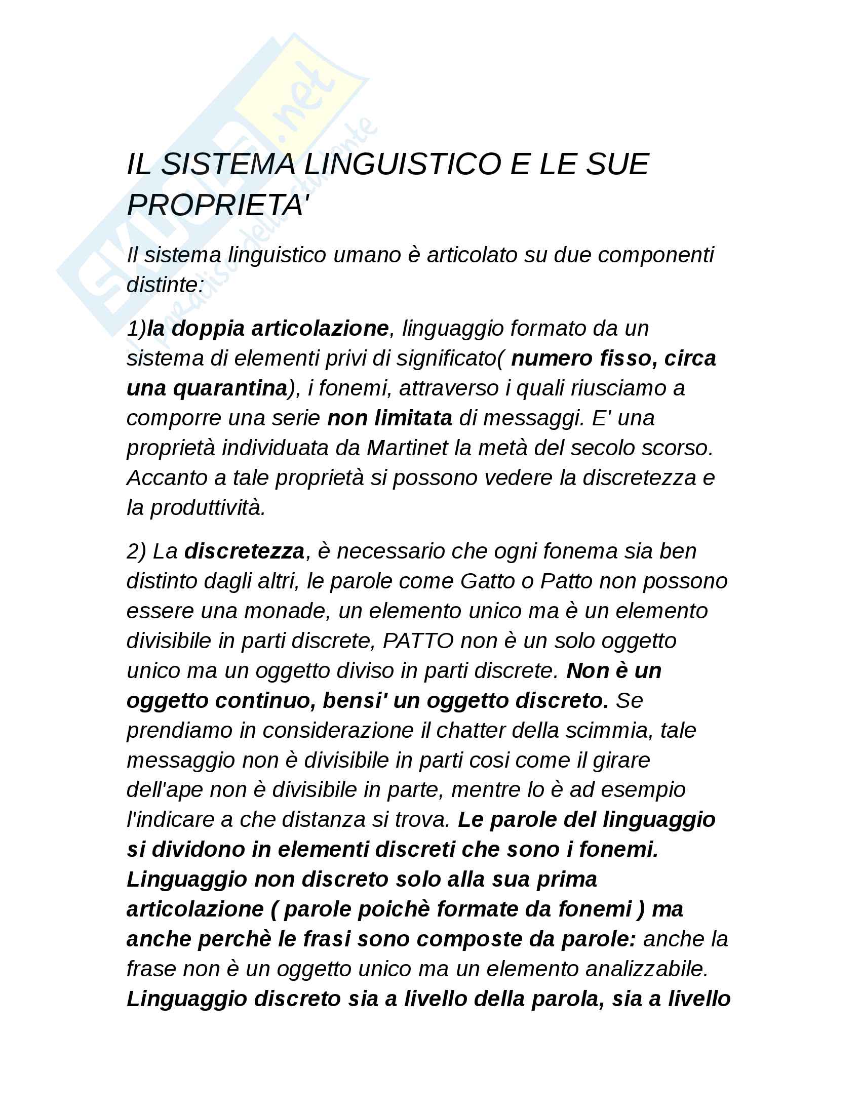 Linguistica Generale Appunti Pag. 1