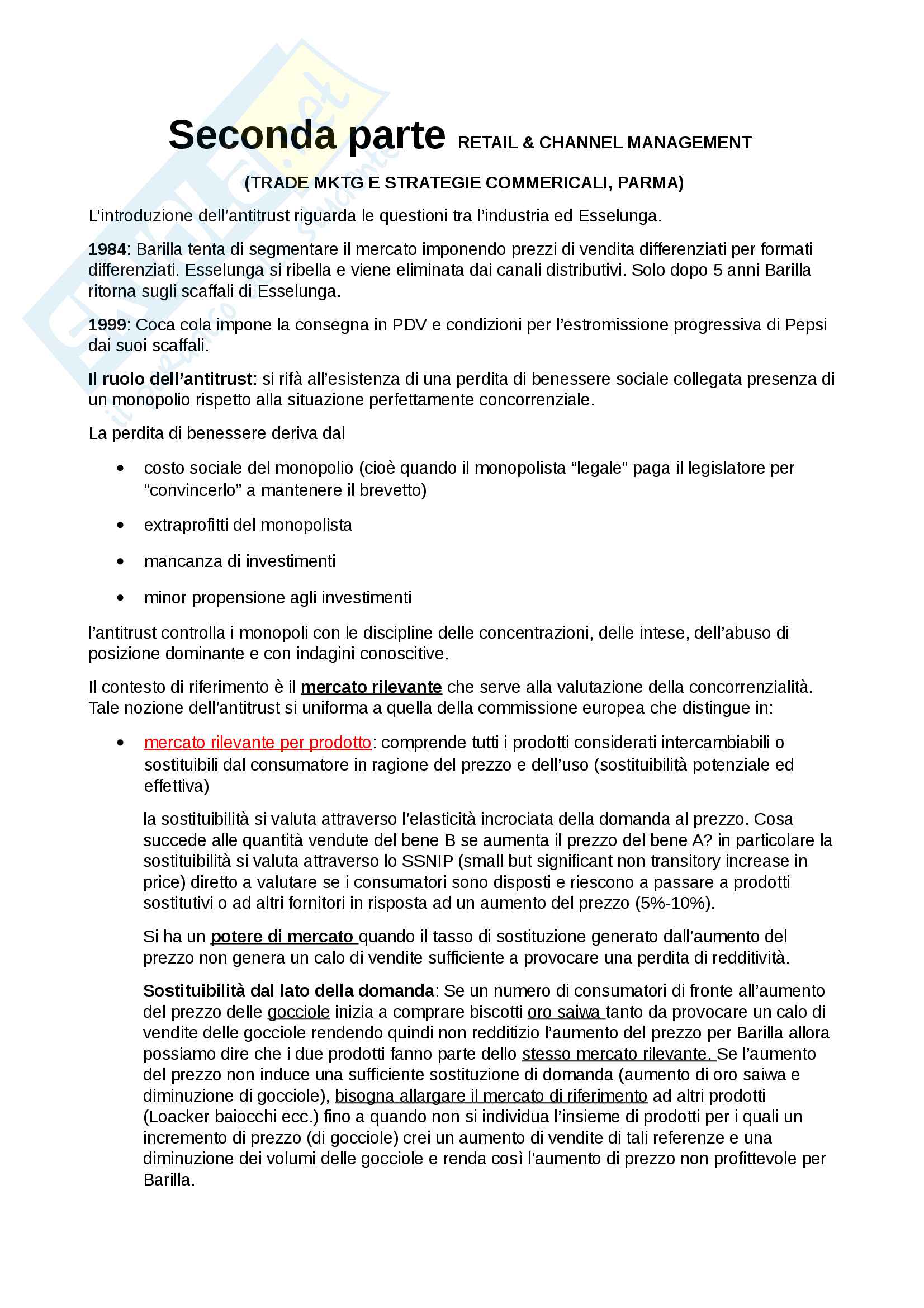 Retail channel management, Seconda parte e domande Pag. 1
