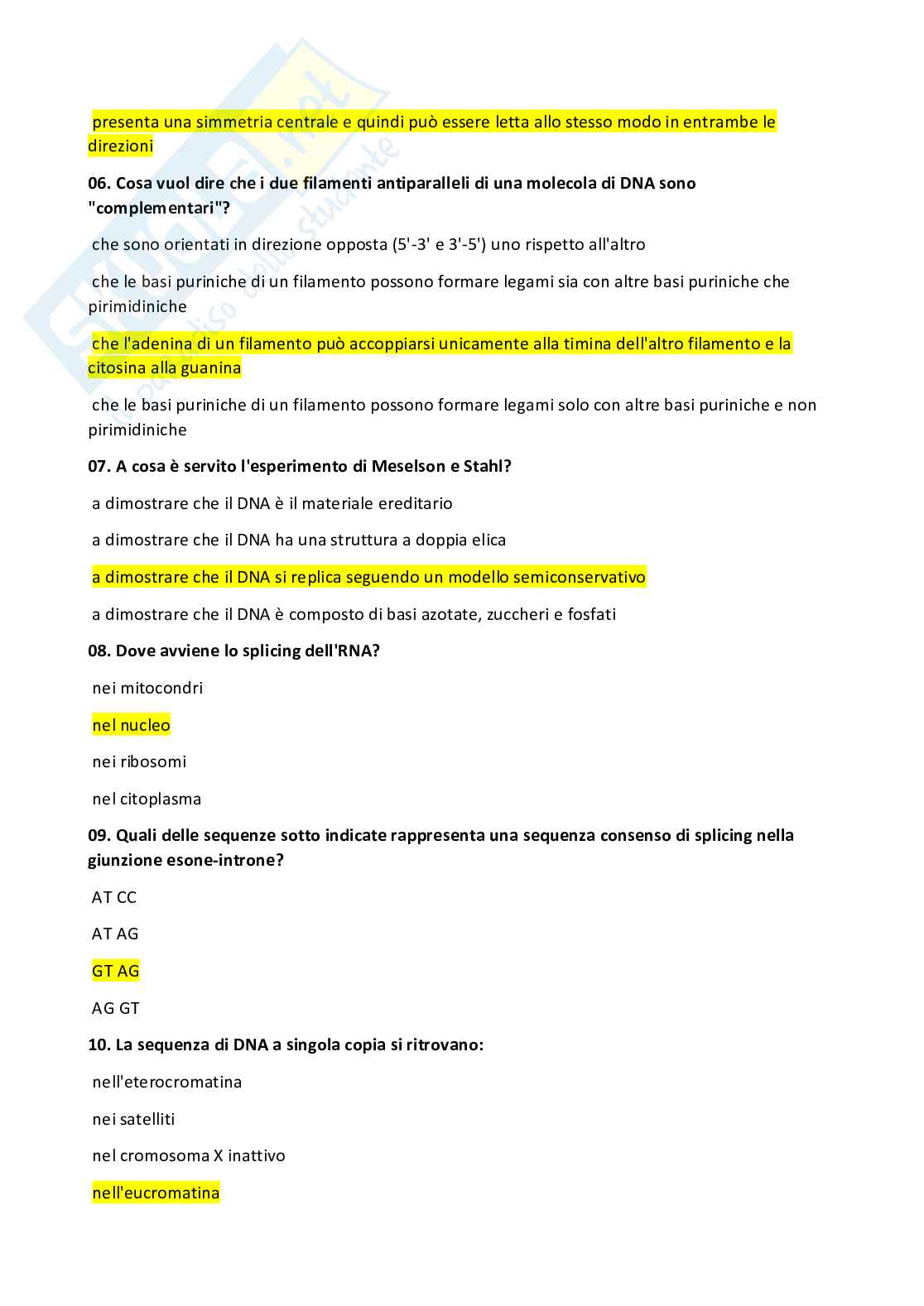 Paniere di Genetica medica Pag. 2