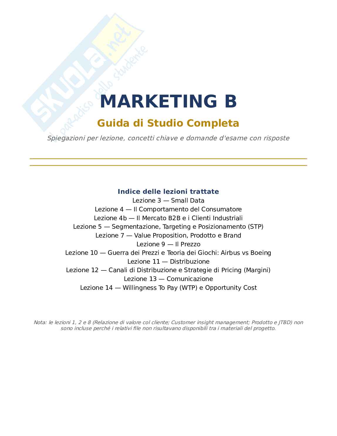 Appunti lezione Marketing Pag. 1