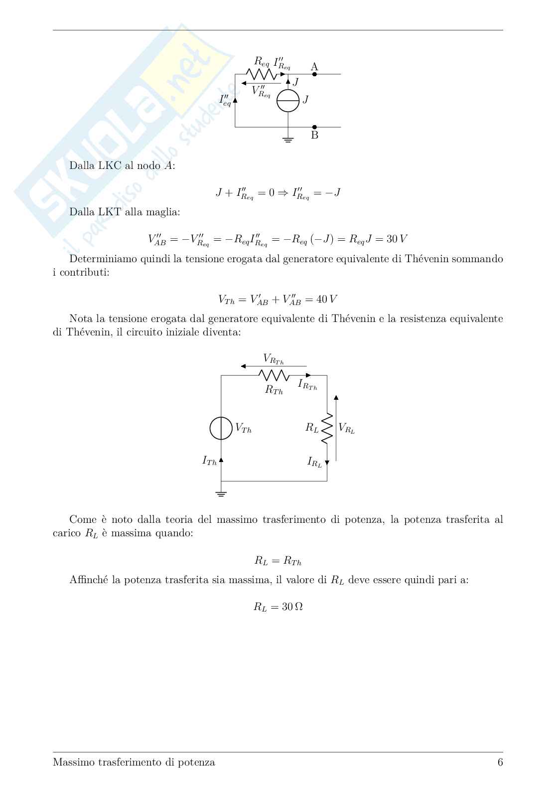 Massimo trasferimento di potenza: teoria ed esercizi svolti Pag. 6
