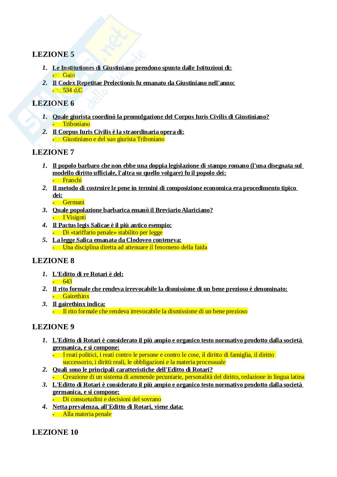 Domande complete storia del diritto italiano Pag. 2