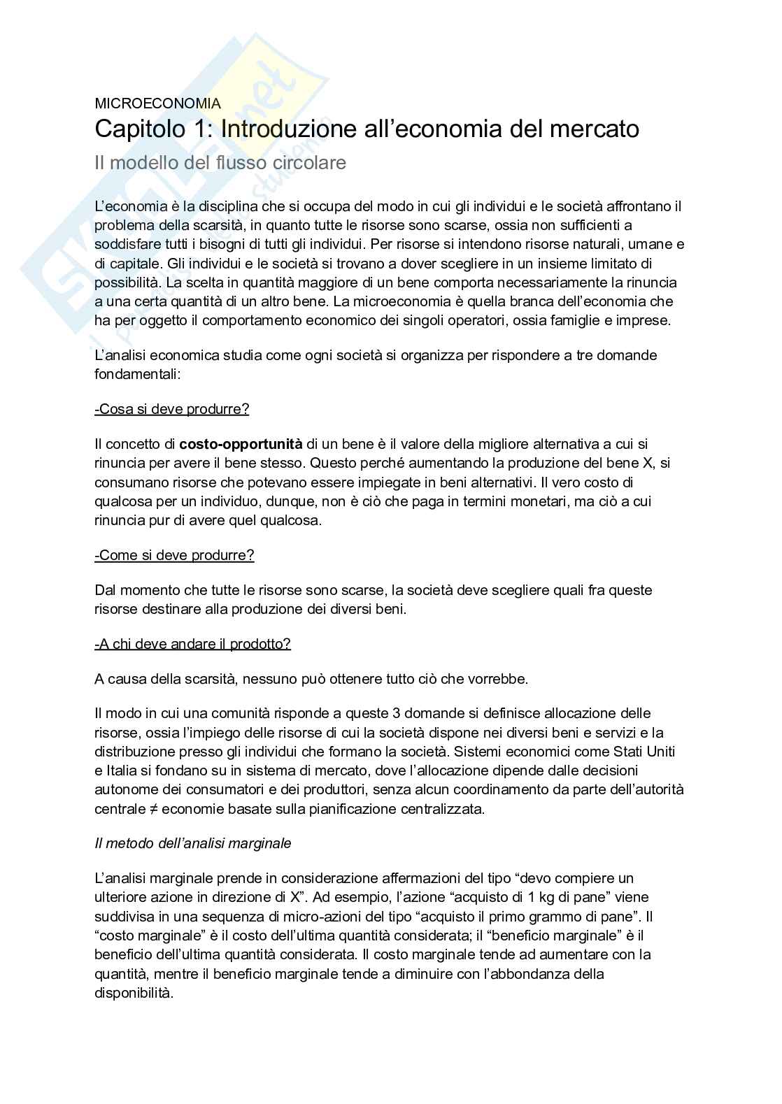 Riassunto esame Microeconomia, Prof. Stanca Luca, libro consigliato Microeconomia VII Edizione McGrawHill editore-Michael L. Katz, Harvey S. Rosen, Carlo Andrea Bollino, Wyn Morgan, Katz, Rosen, Bollino, Morgan Pag. 1