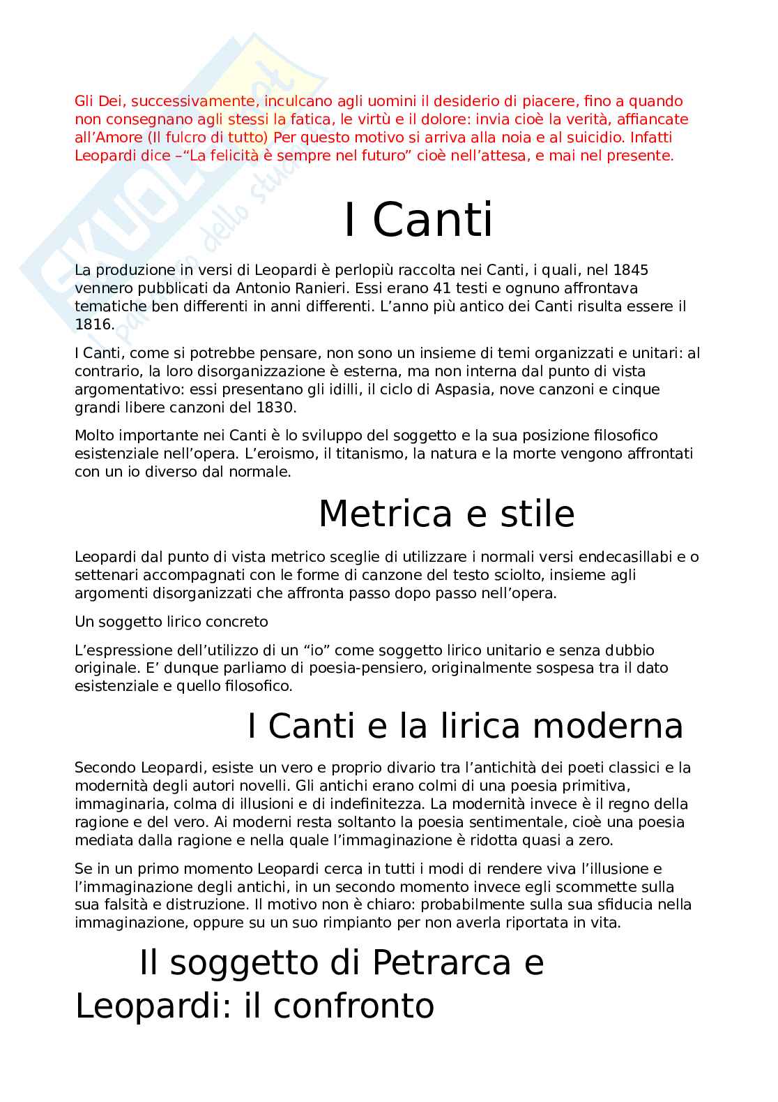 Leopardi, Giacomo - Vita, poetica e opere Pag. 6