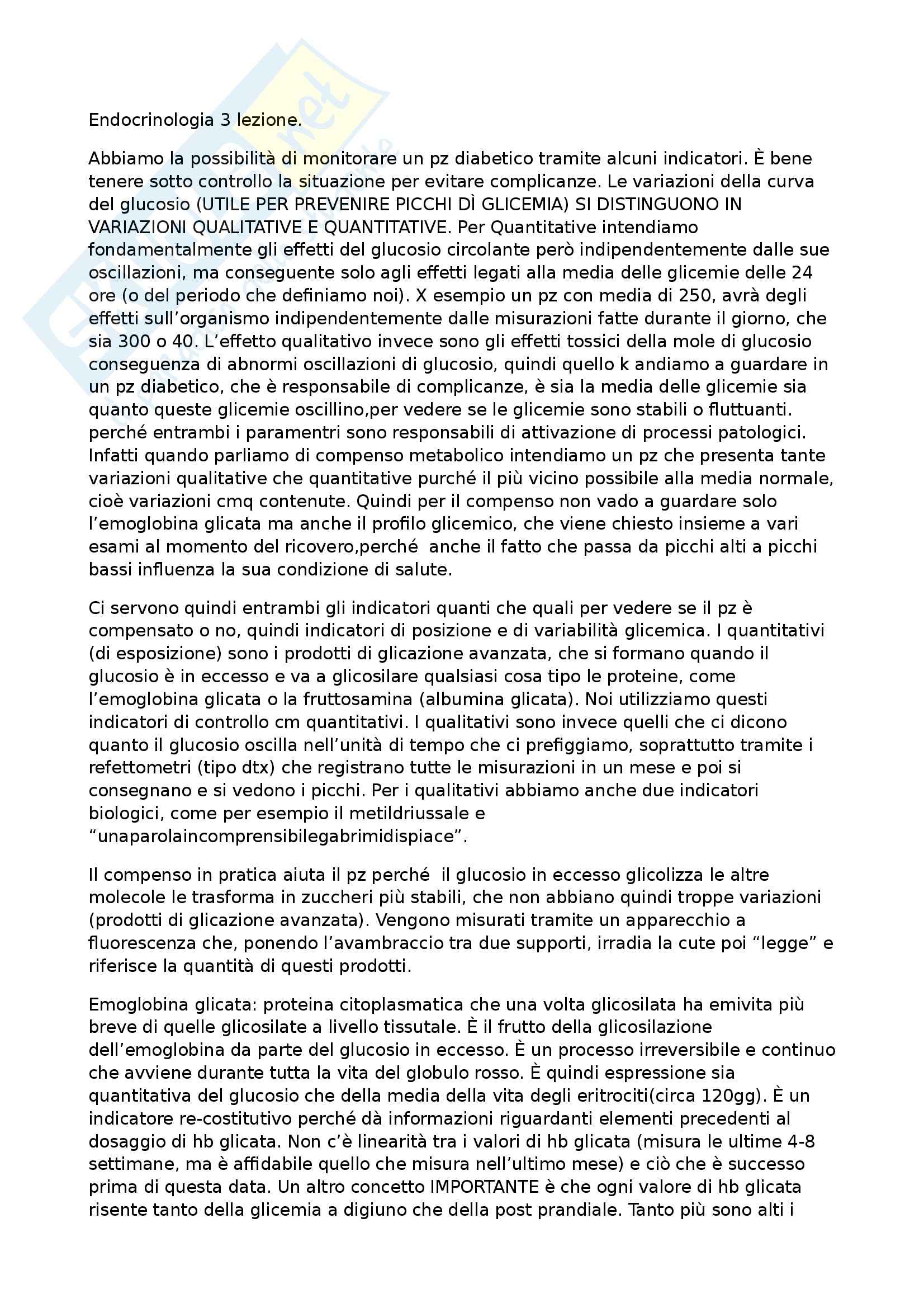 Endocrinologia - indicatori del diabete Pag. 1