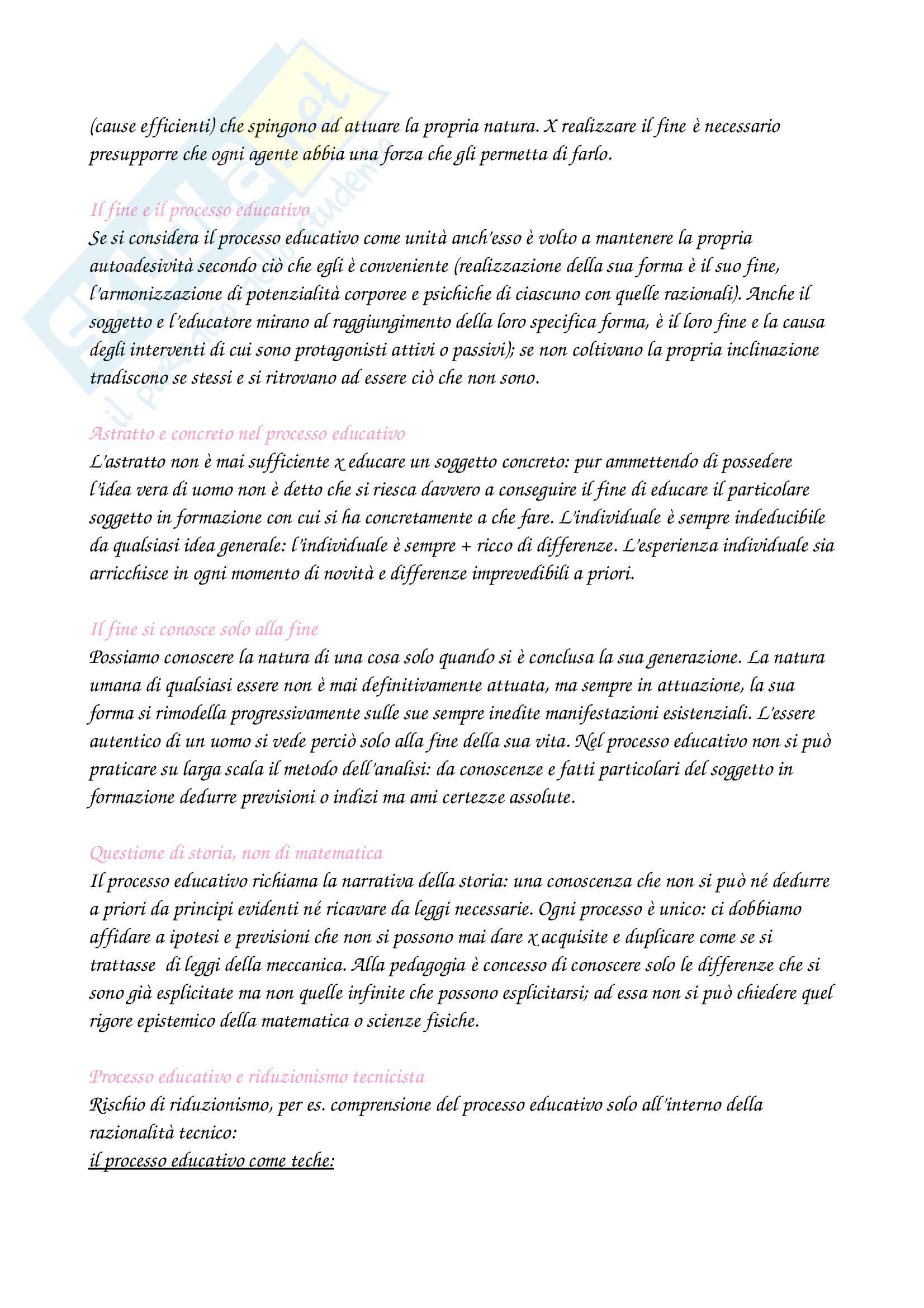 Riassunto esame Pedagogia, prof. Chiosso, libro consigliato Processi educativi e progettualità pedagogica, Cambi Pag. 21