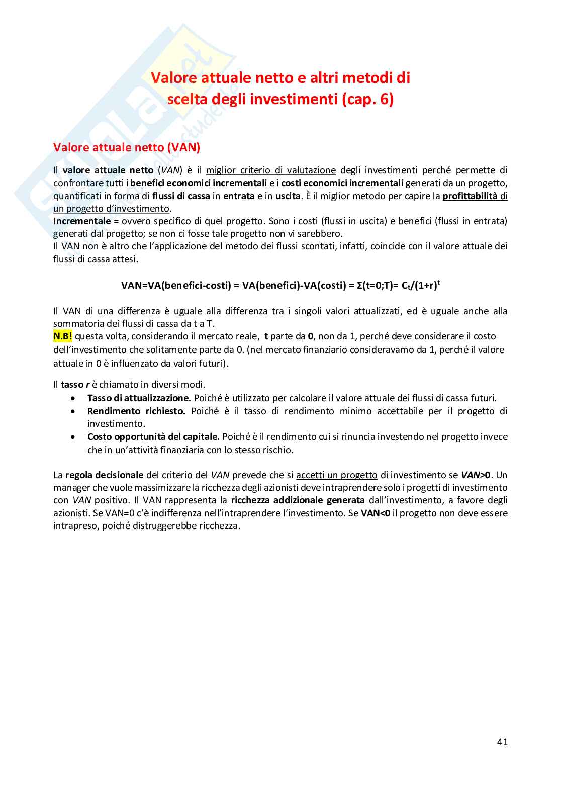 Corporate governance e Finanza aziendale - Totale Pag. 41