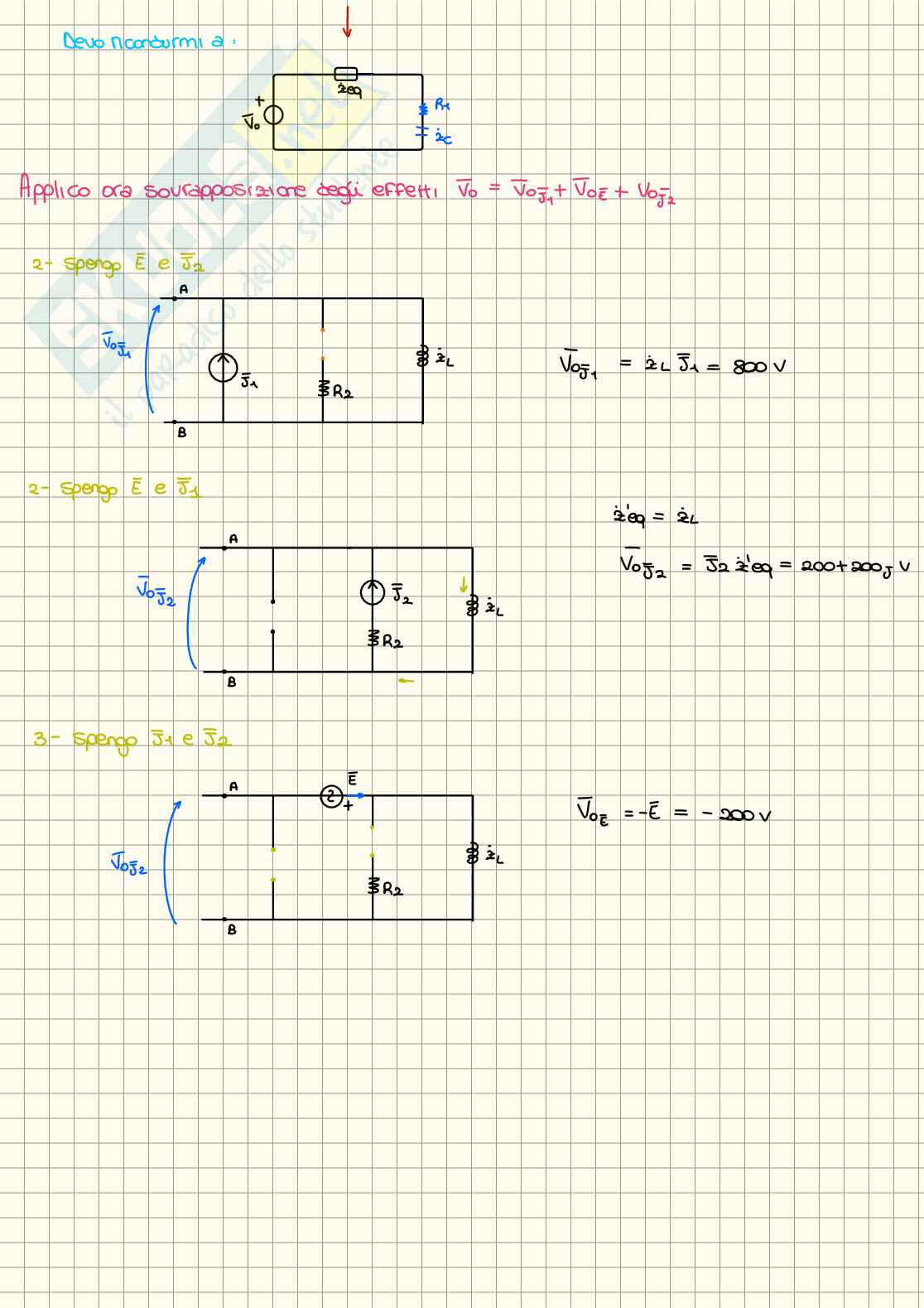 Esercizi di Elettrotecnica sul metodo simbolico  Pag. 11