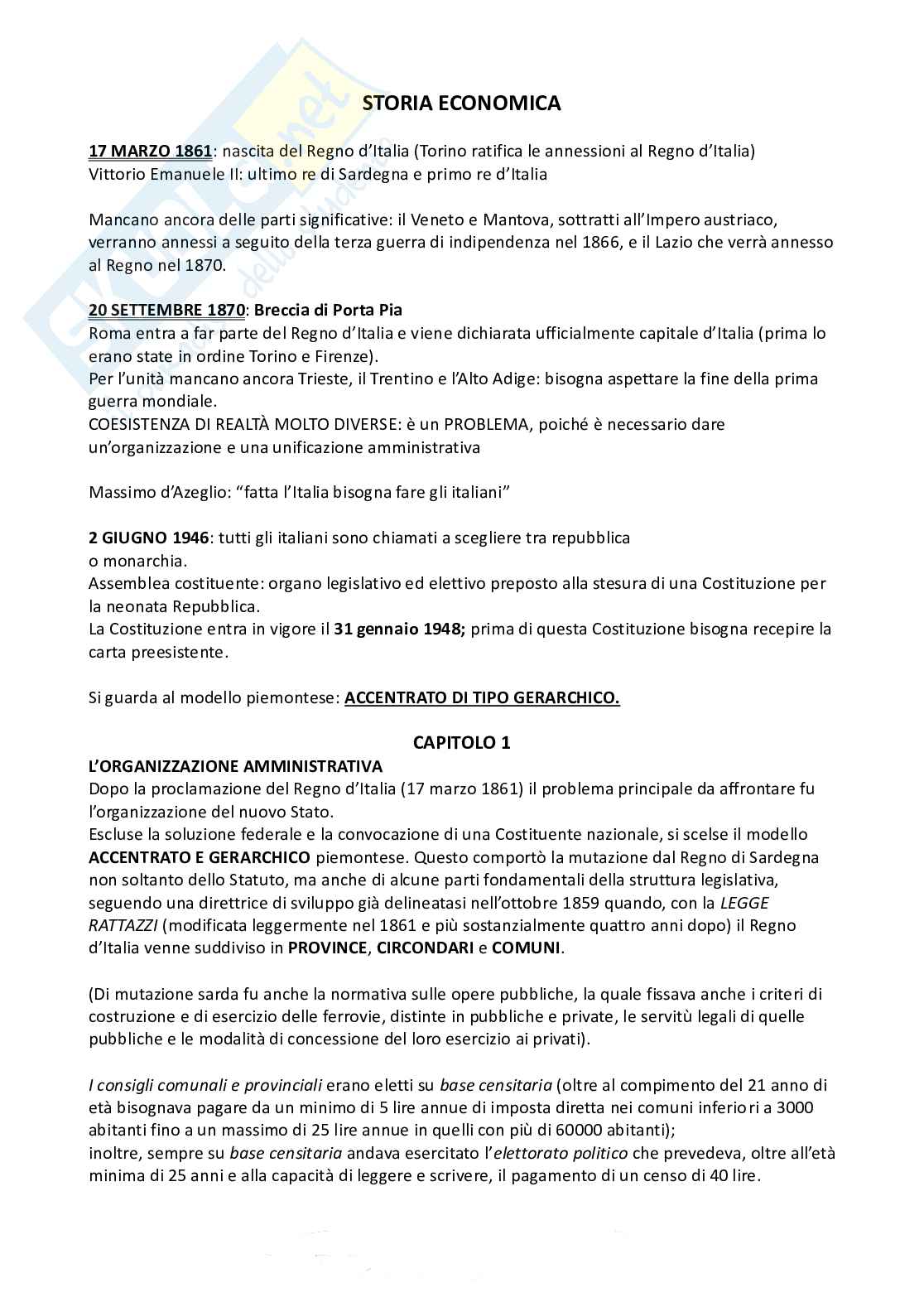Appunti Storia economica  Pag. 1