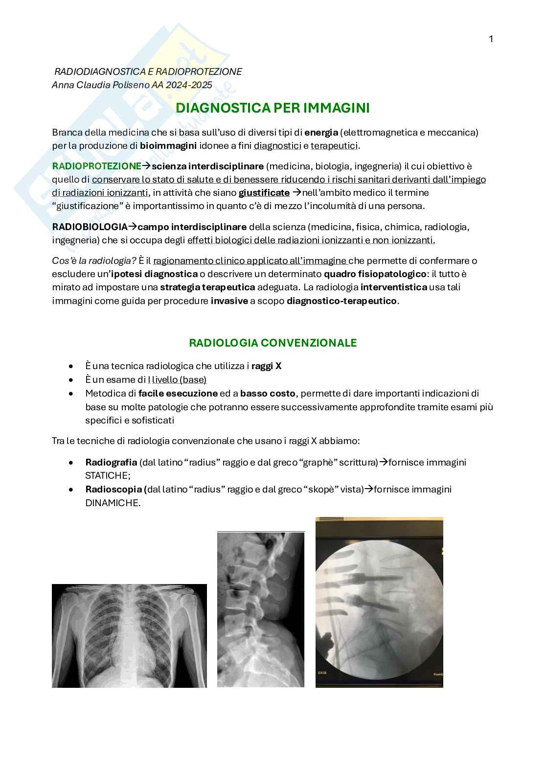 Radiodiagnostica e Radioprotezione Pag. 1