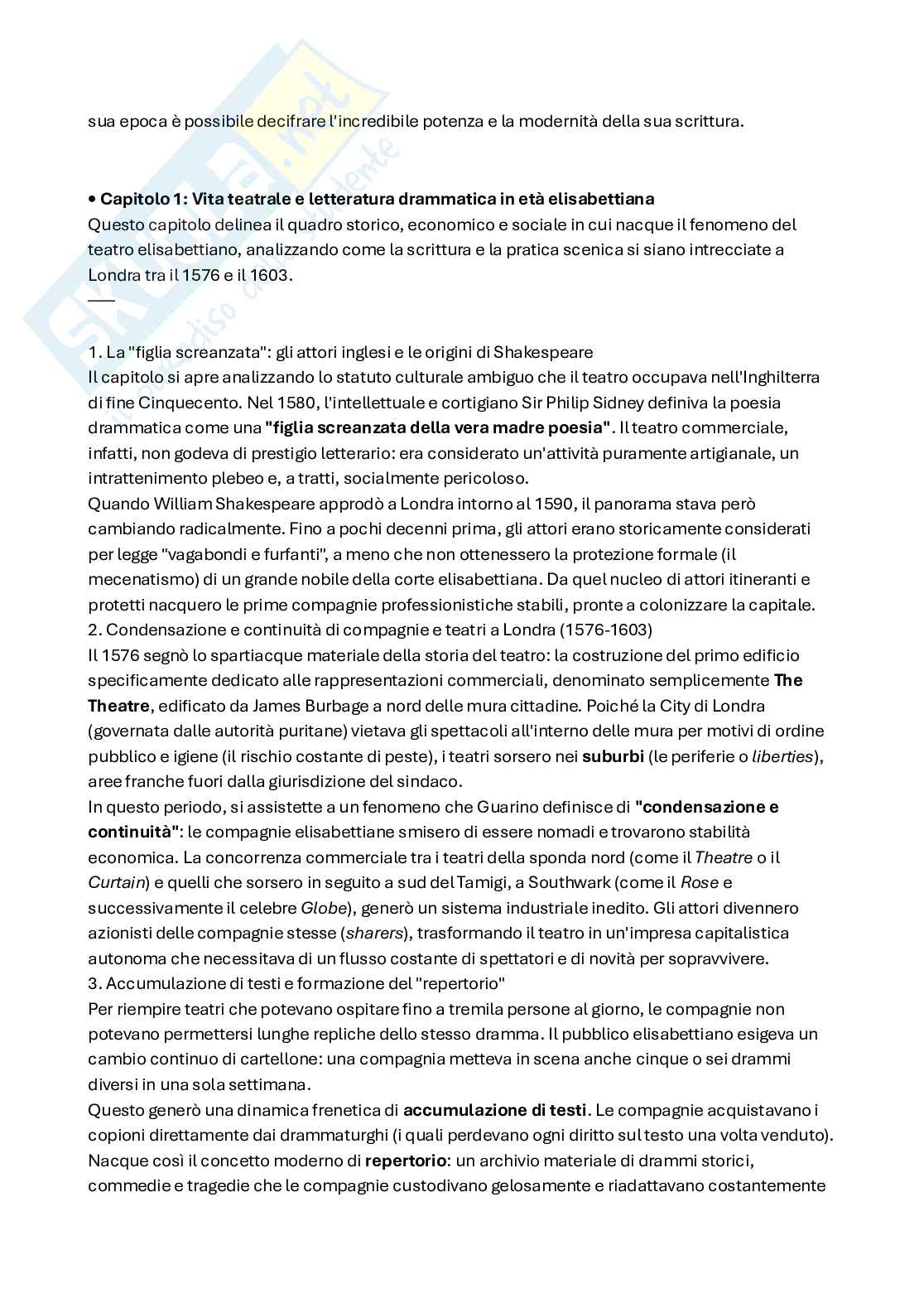 Riassunto esame Teatro, spettacolo, performance, Prof. Guarino Raimondo, libro consigliato Shakespeare. La scrittura nel teatro, Guarino Pag. 2