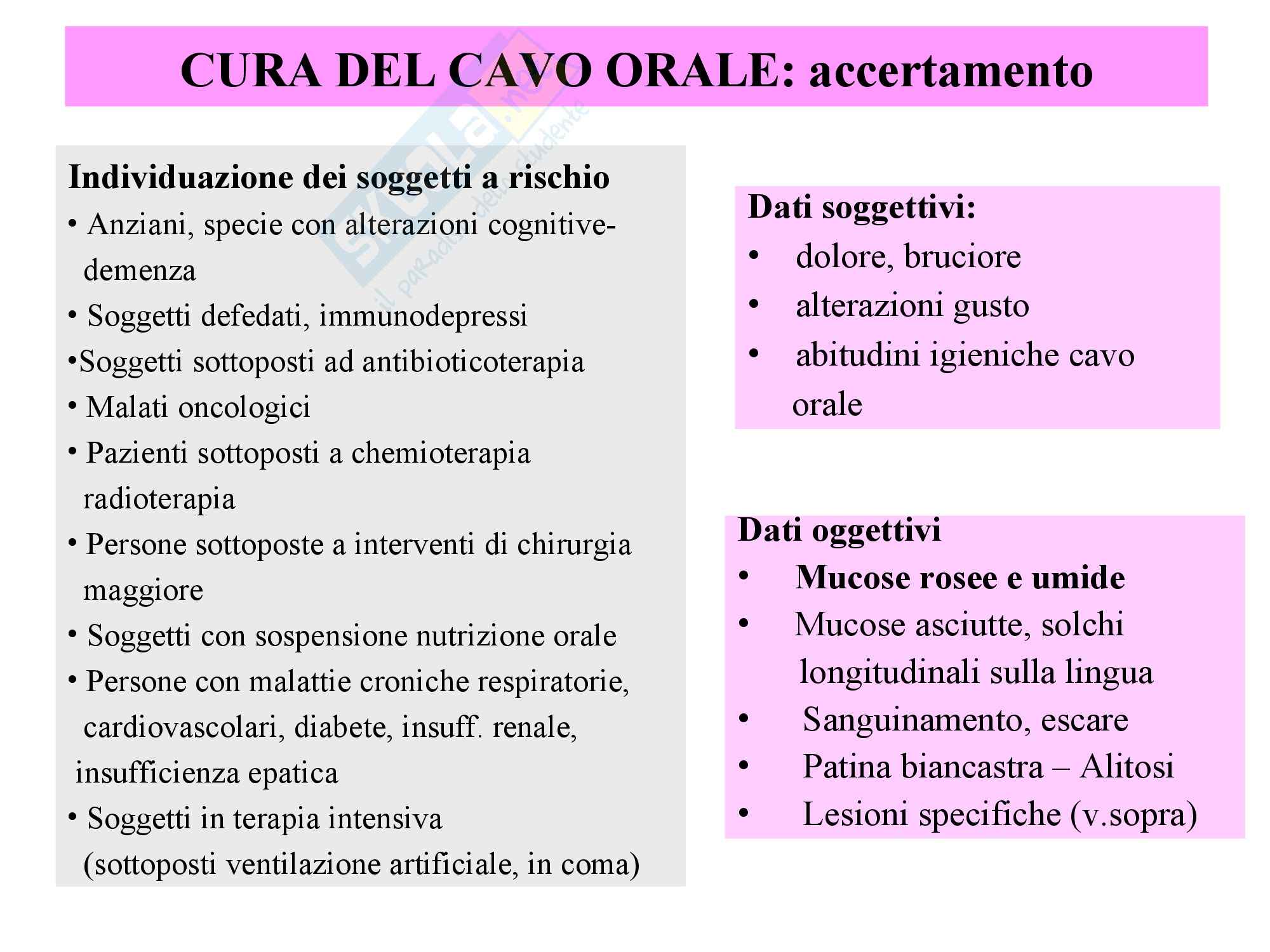 Infermieristica Clinica I – Cavo orale Pag. 11