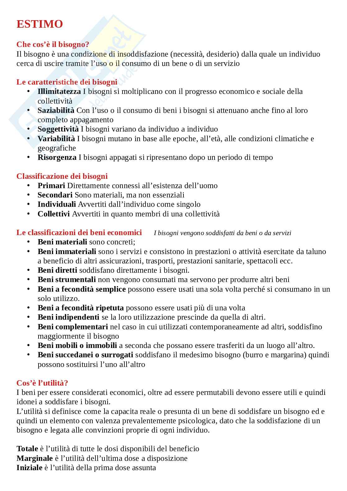 Appunti Estimo ed esercizio professionale Pag. 2