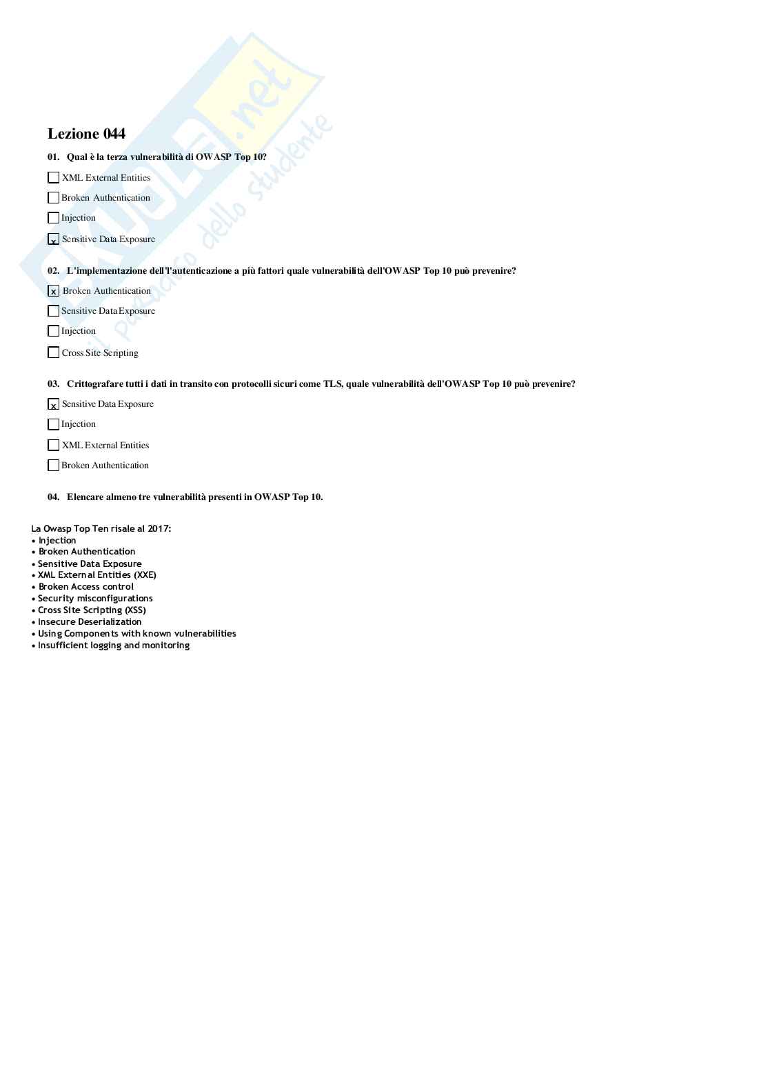 Sicurezza del software Pag. 46