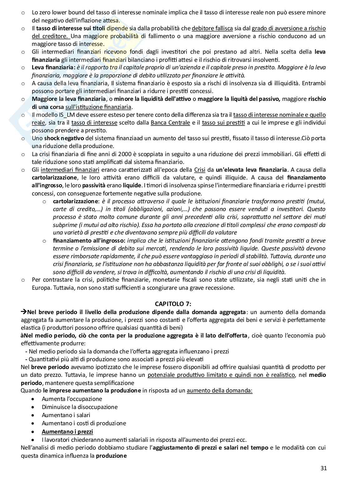 Riassunto esame Macroeconomia, Prof. Bassetti Thomas, libro consigliato Scoprire la macroeconomia. Volume I e Volume II, Blanchard, Amighini, Giavazzi Pag. 31