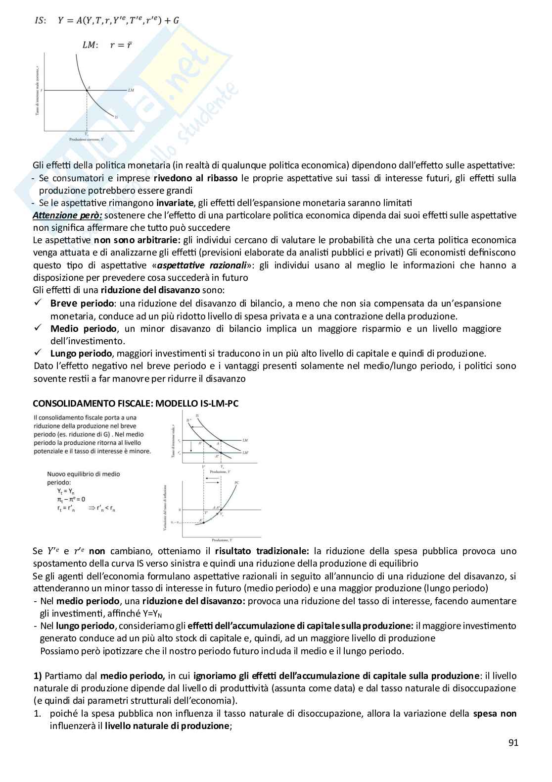 Riassunto esame Macroeconomia, Prof. Bassetti Thomas, libro consigliato Scoprire la macroeconomia. Volume I e Volume II, Blanchard, Amighini, Giavazzi Pag. 91