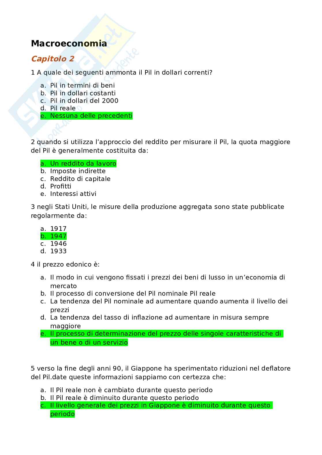 Domande per Macroeconomia  Pag. 1