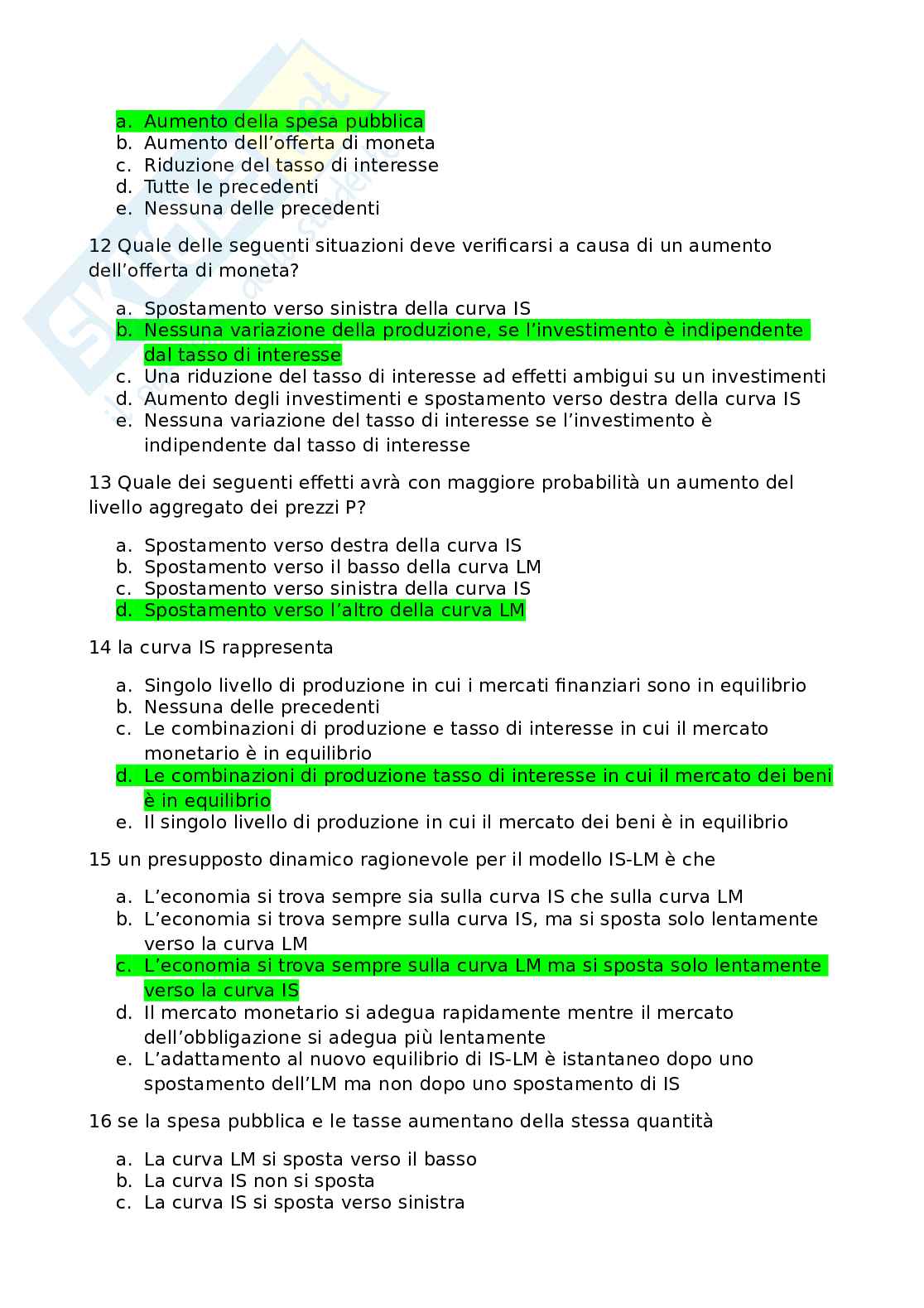 Domande per Macroeconomia  Pag. 16