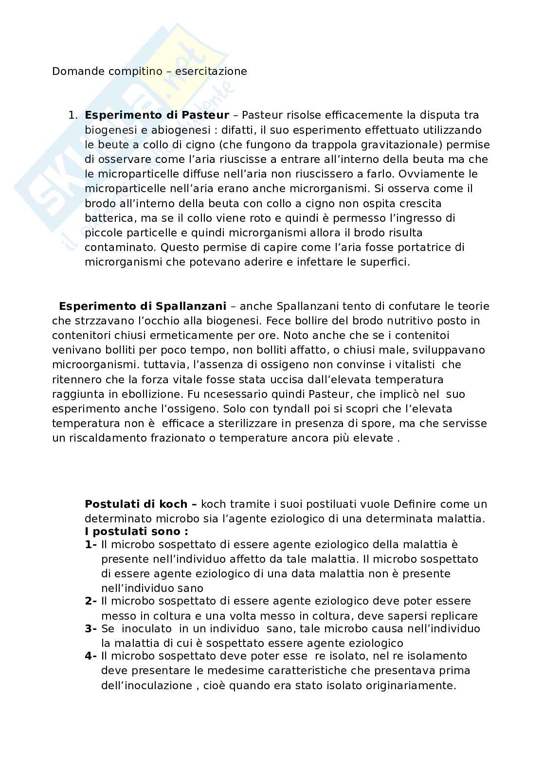 Esercizi e domande prova di Microbiologia Pag. 1