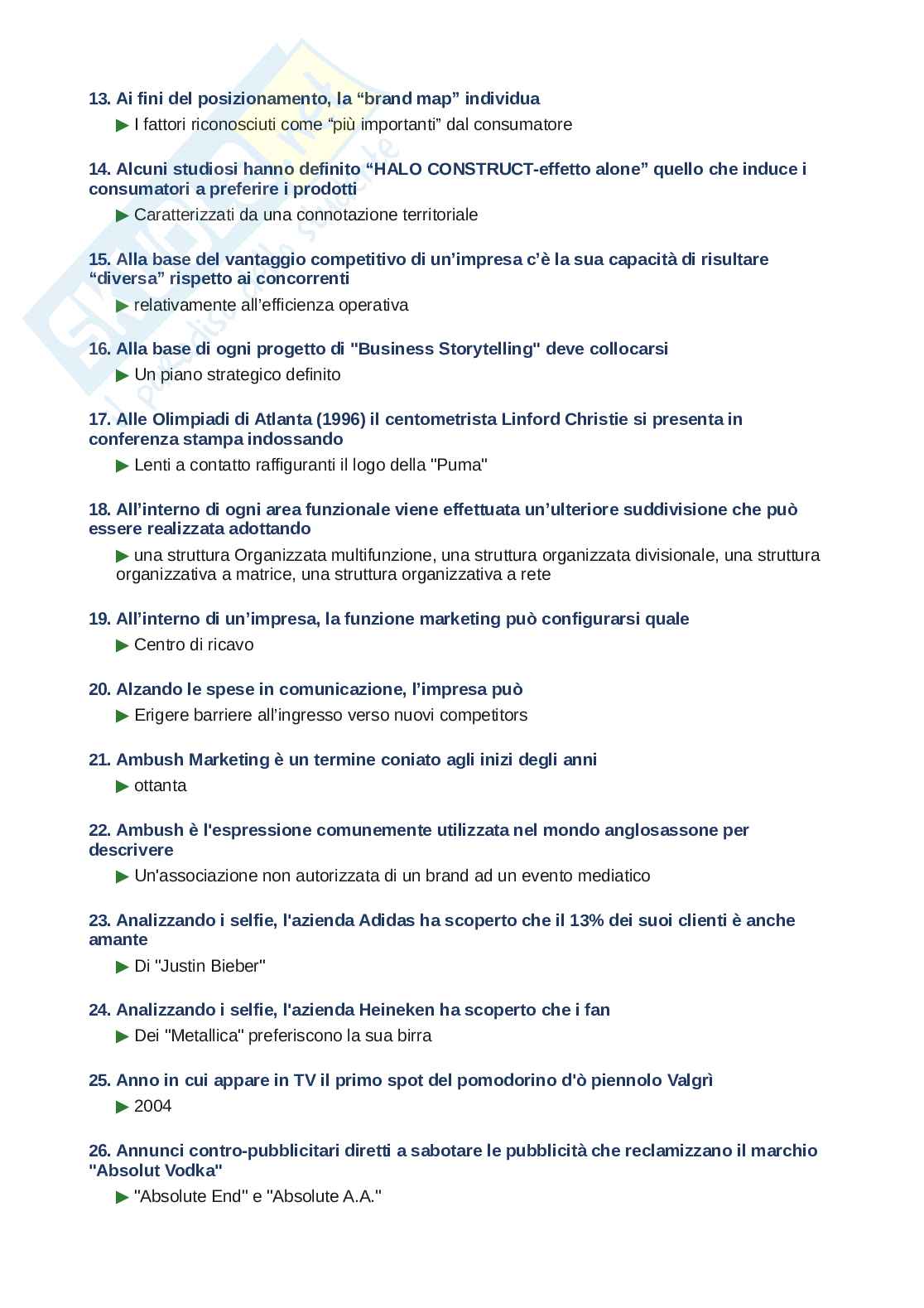 Domande e risposte Strategie di comunicazione d'impresa, ordine alfabetico 2025 Pag. 2