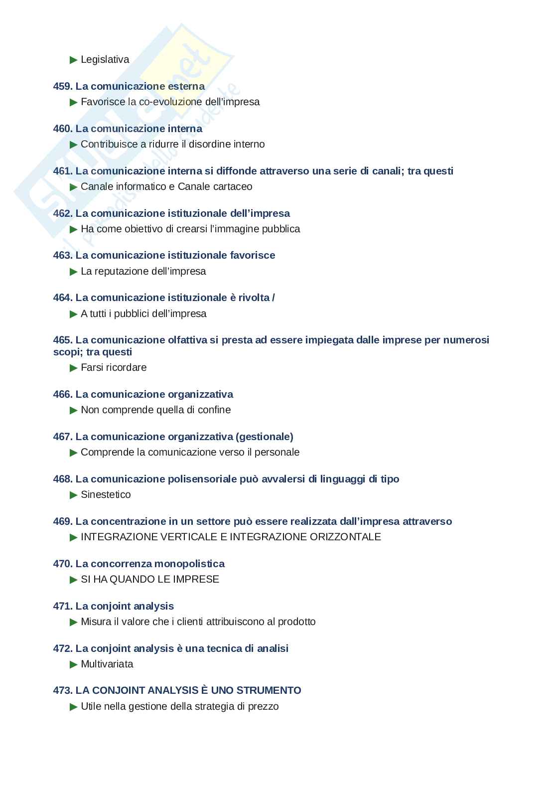 Domande e risposte Strategie di comunicazione d'impresa, ordine alfabetico 2025 Pag. 31